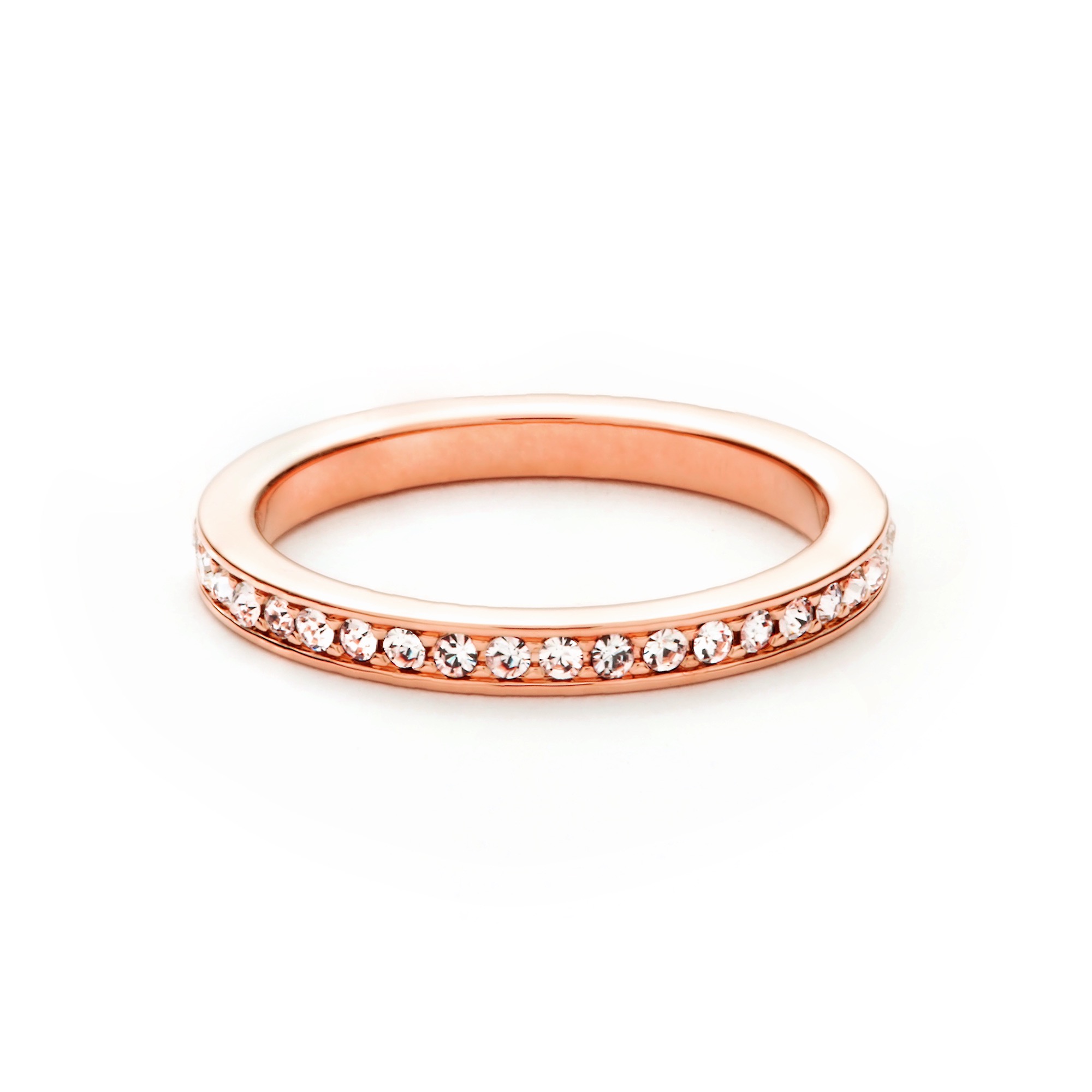 Eternity Stackable Ring Petite Round Crystals Rose Gold Plated 5 Sizes Gift