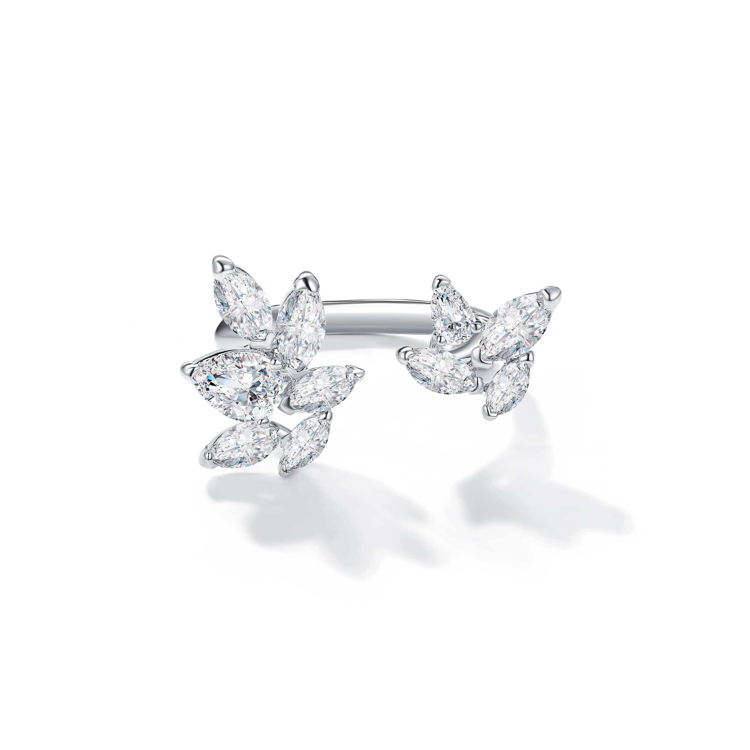 Louison Open Ring with CZ Rhodium Plated