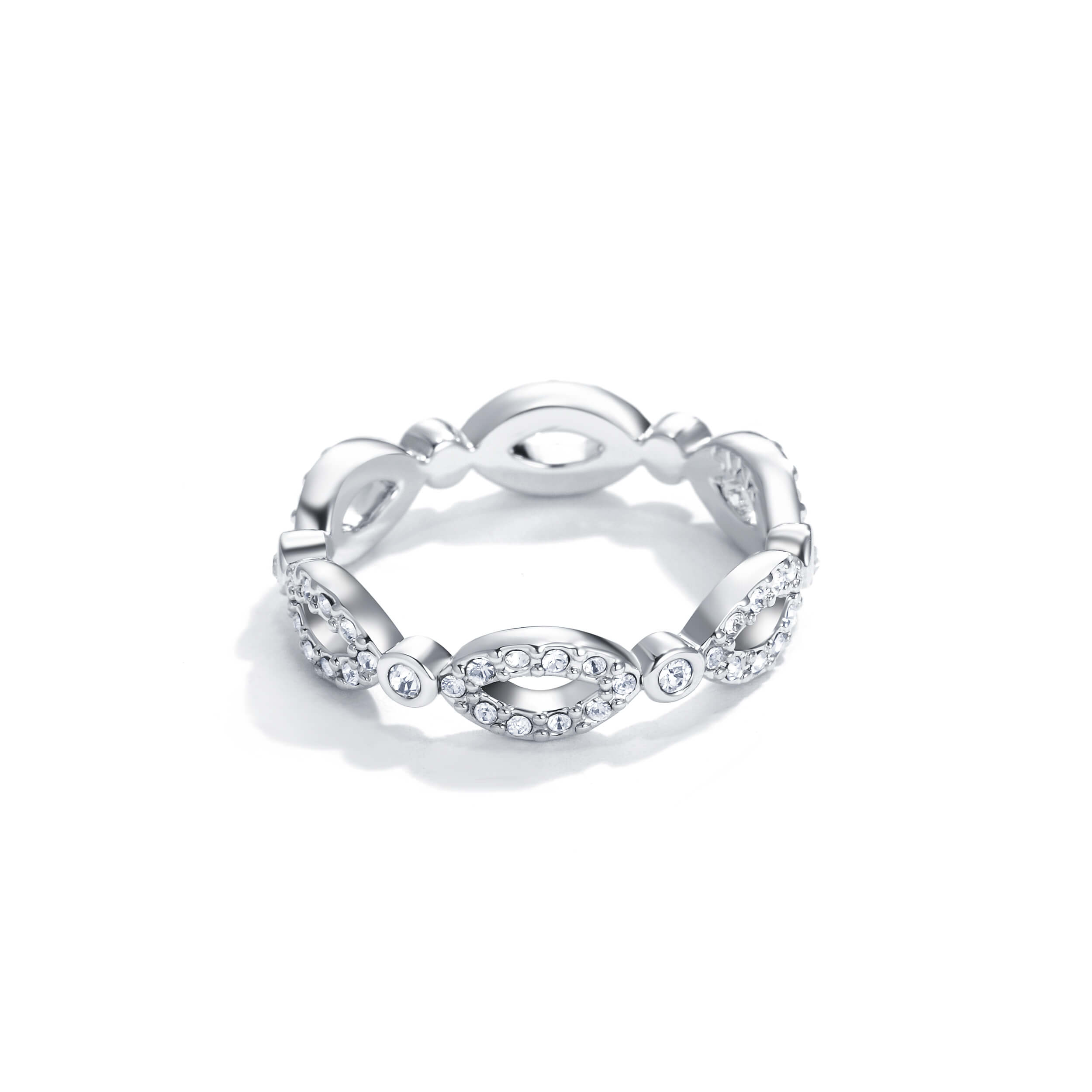 Infinity Eternity Ring with Swarovski Crystals Rhodium Plated