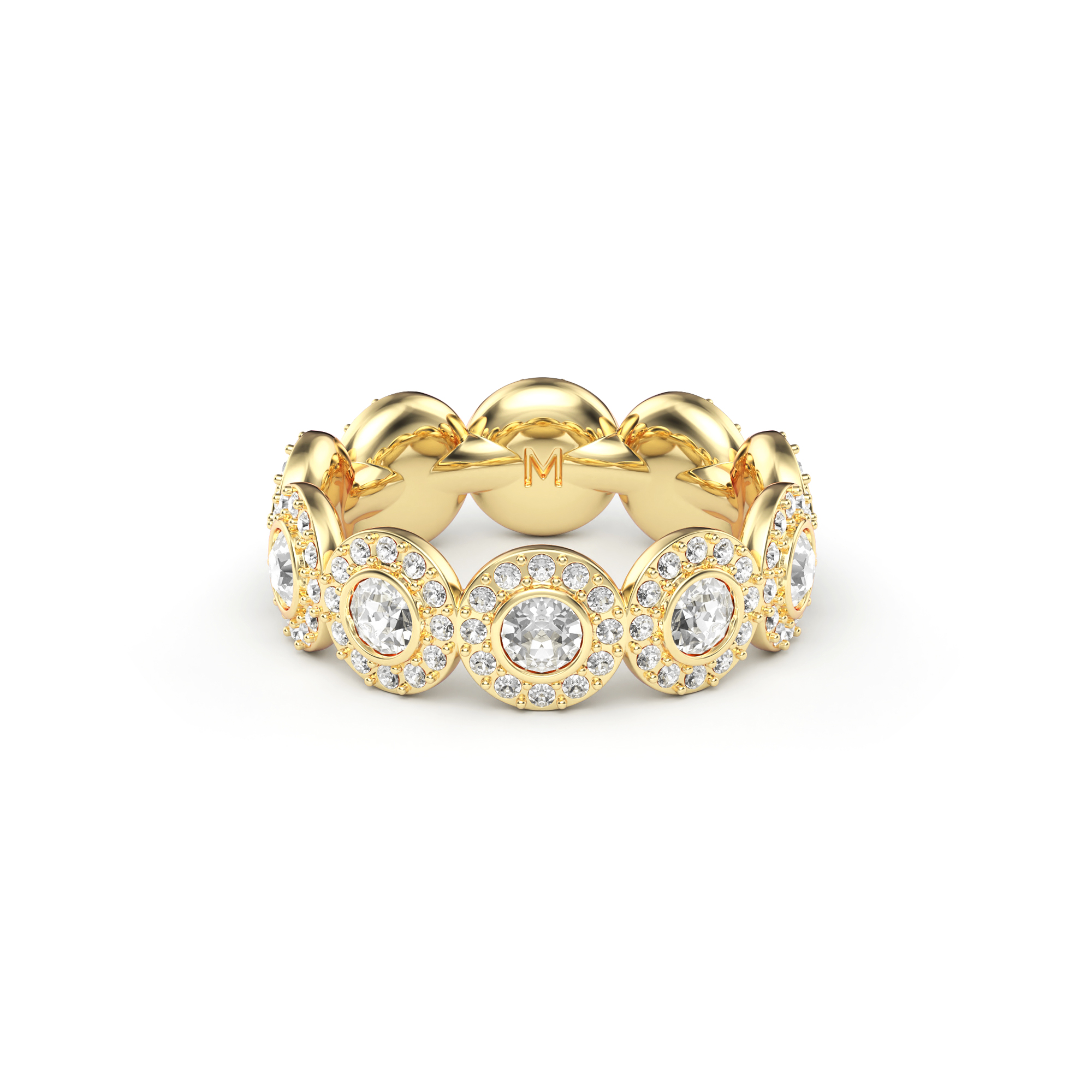 Angelic Band Ring Clear Crystals Gold Plated