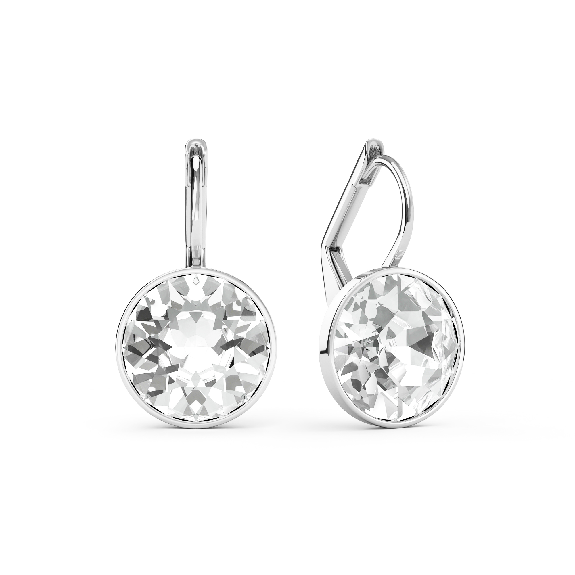 Bella Earrings with 4 Carat Clear Crystals Silver Plated