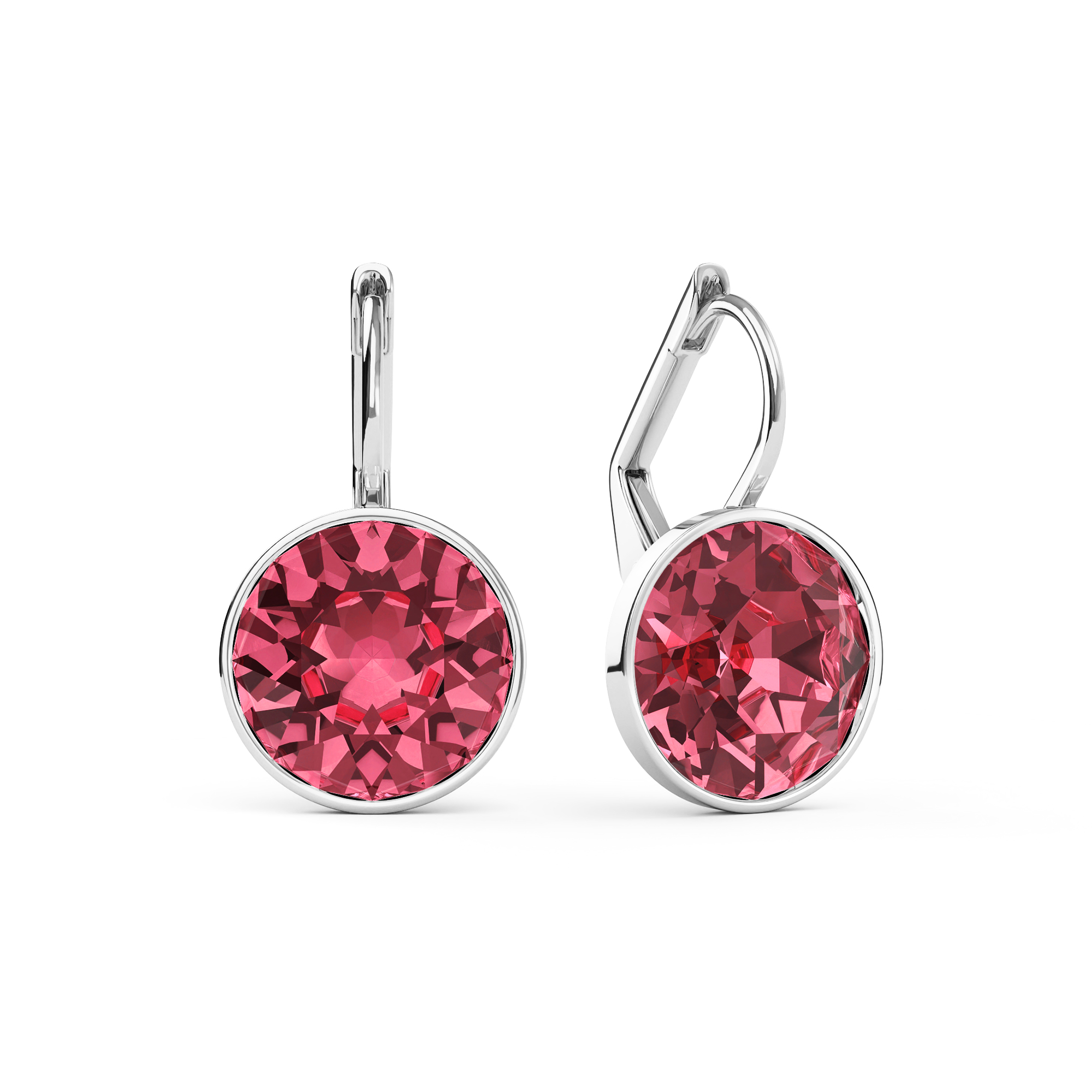 Bella Earrings with 4 Carat Rose Crystals Silver Plated