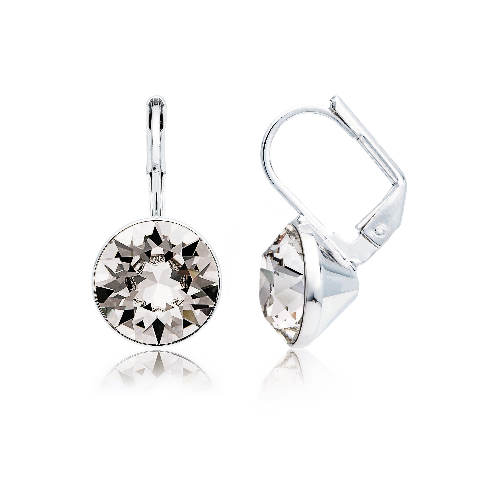 Bella Earrings with 4 carat Silvershade Swarovski Crystals Rhodium Plated