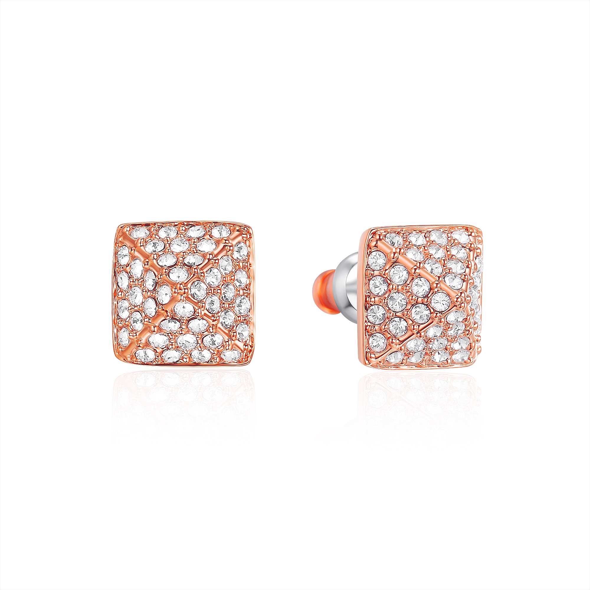 Glance Earrings with Swarovski Crystals Rose Gold Plated Bridal