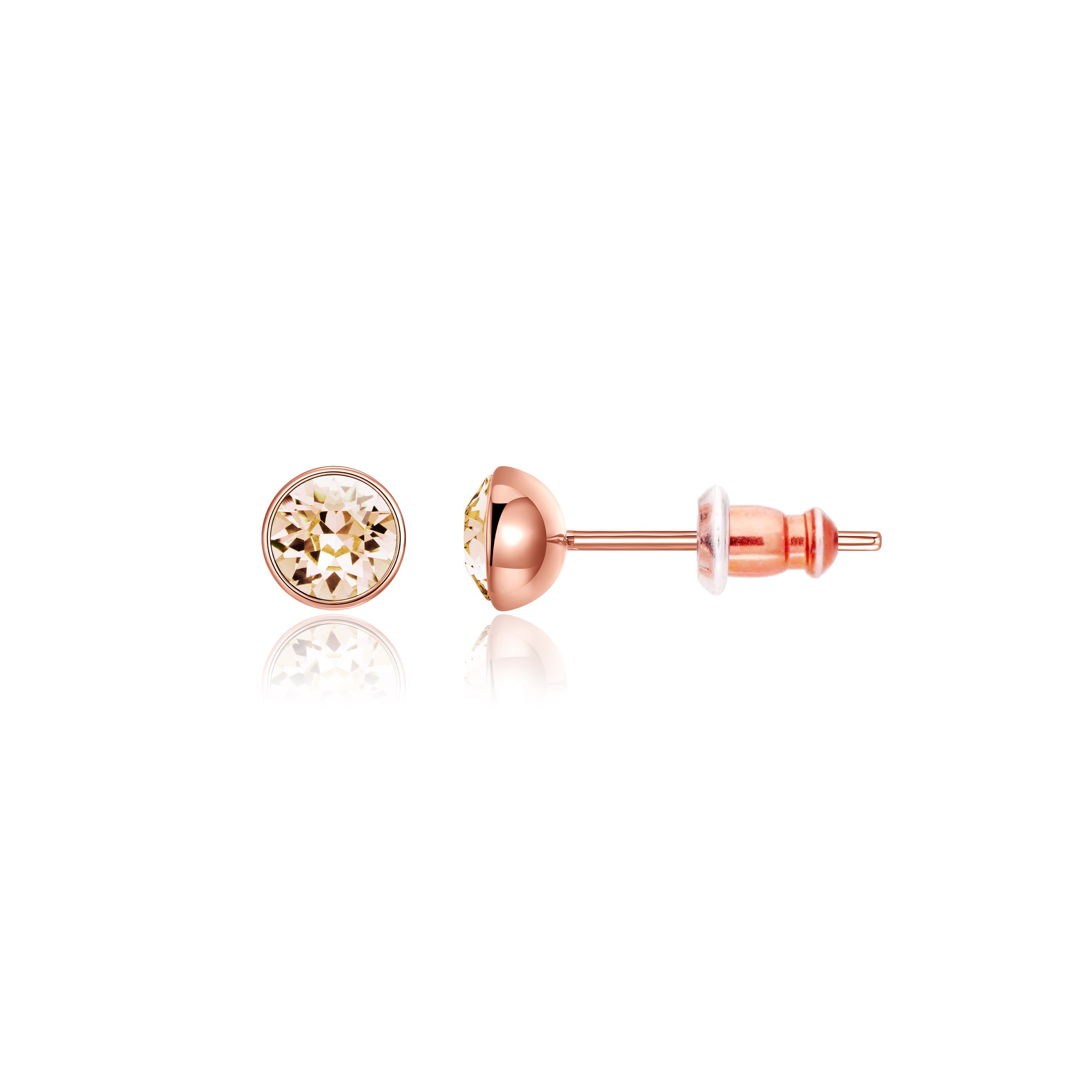 Signature Stud Earrings with 3 Sizes Carat Silk Swarovski Crystals Rose Gold Plated