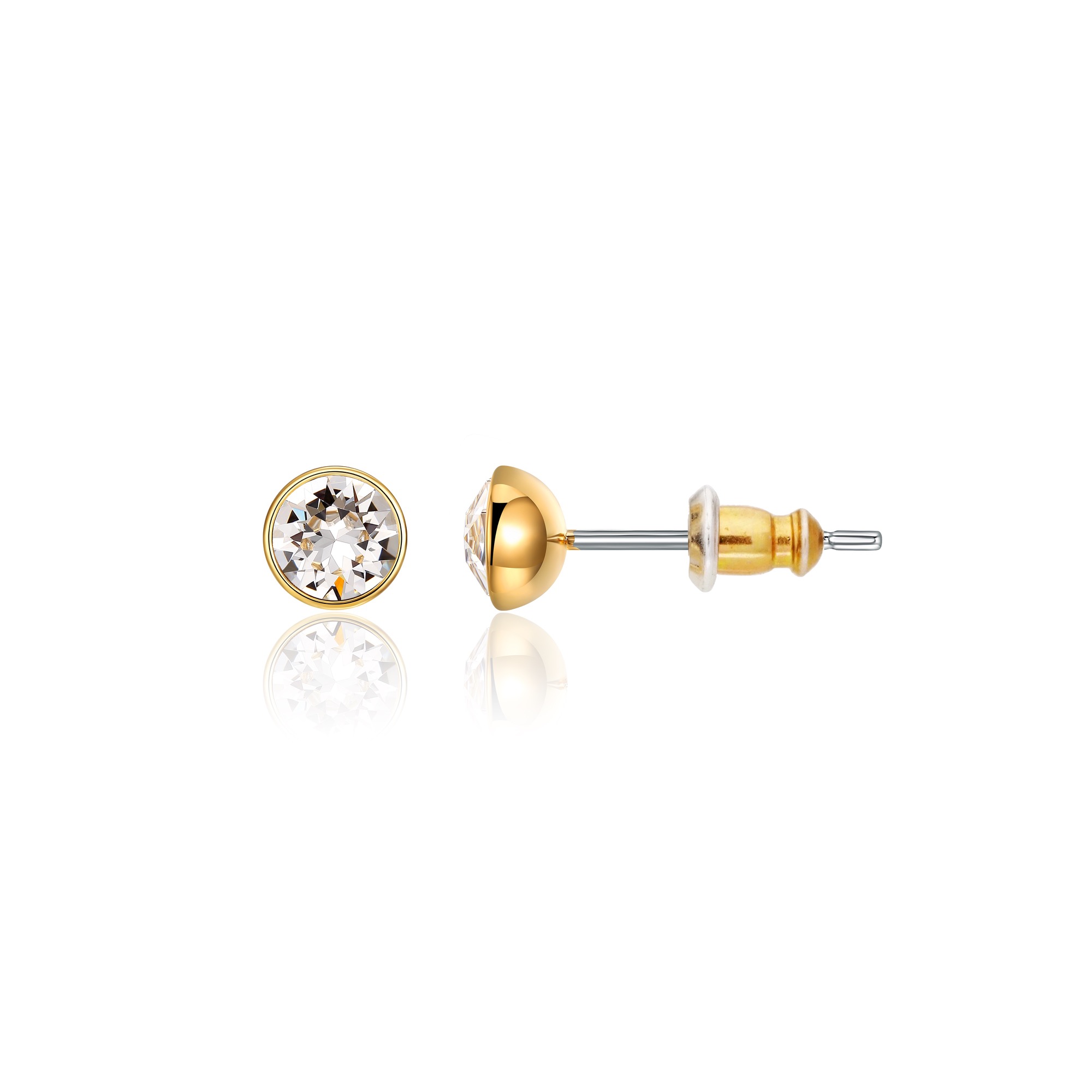 Signature Stud Earrings with 3 Sizes Carat Clear Swarovski Crystals Gold Plated