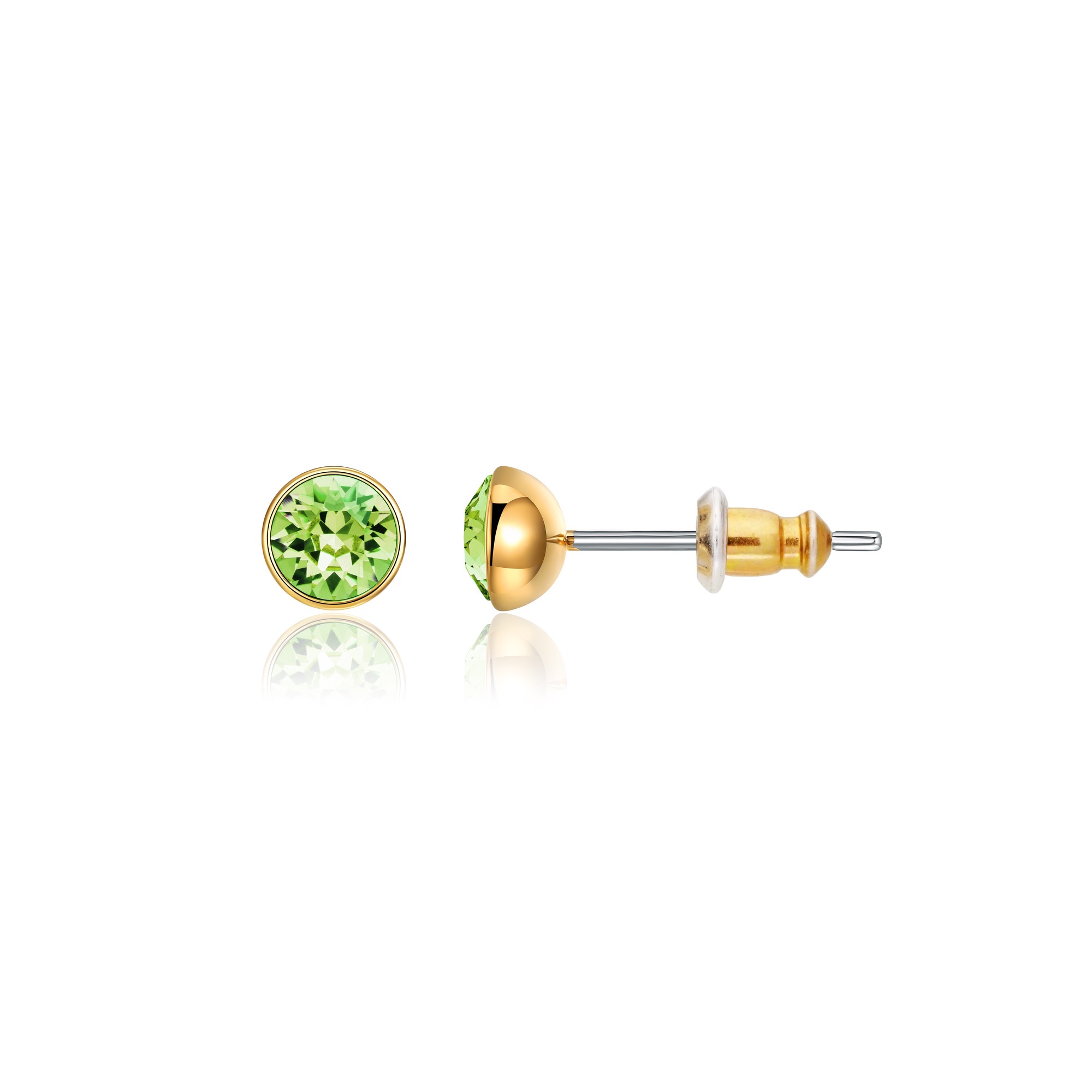 Signature Stud Earrings with 3 Sizes Carat Peridot Swarovski Crystals Gold Plated