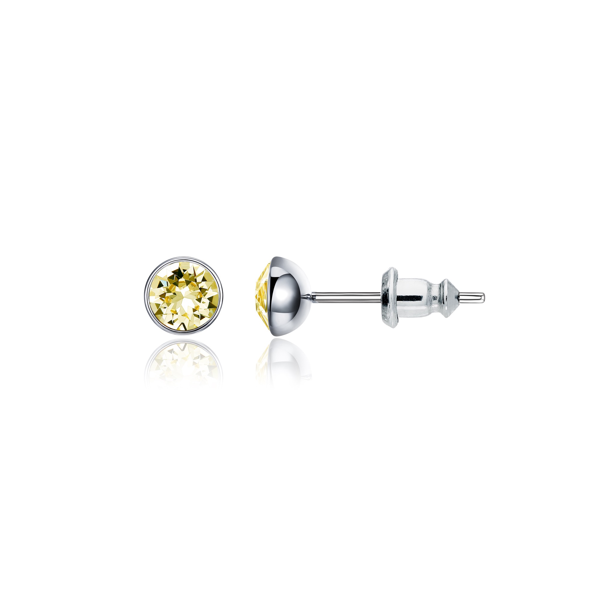 Signature Stud Earrings with 3 Sizes Carat Jonquil Swarovski Crystals Rhodium Plated