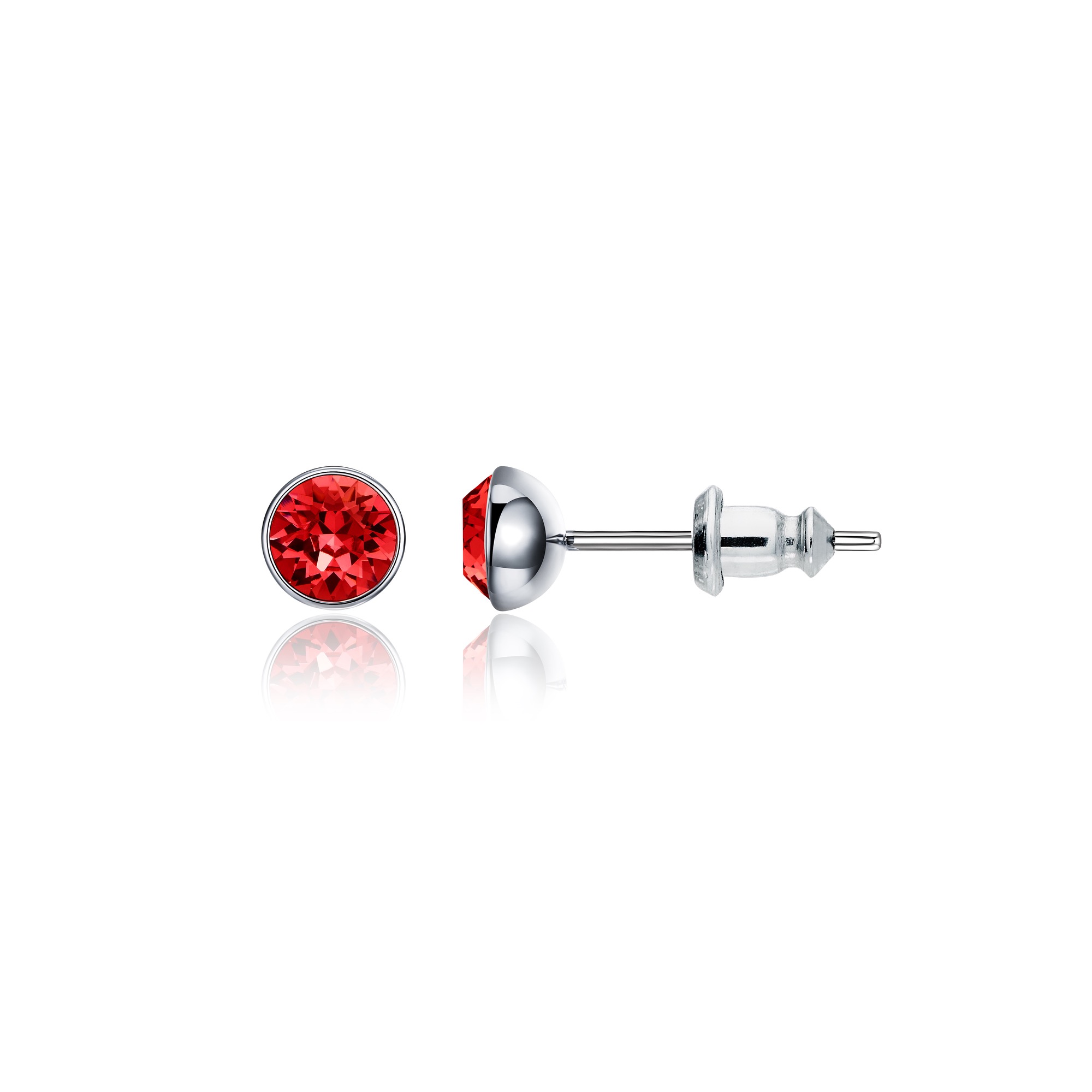 Signature Stud Earrings with 3 Sizes Carat Siam Swarovski Crystals Rhodium Plated