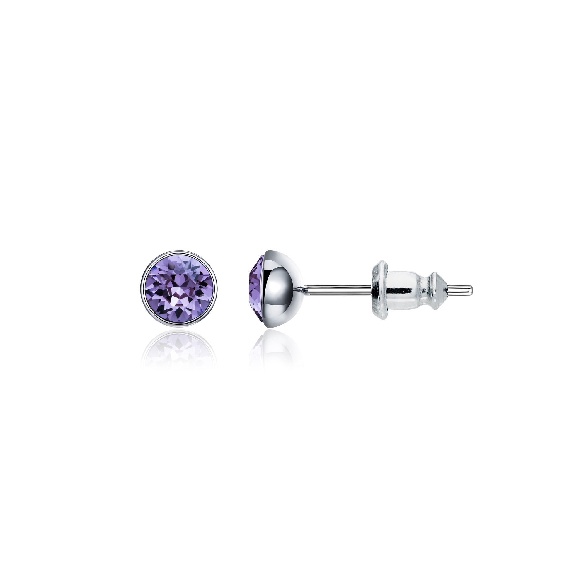Signature Stud Earrings with 3 Sizes Carat Tanzanite Swarovski Crystals Rhodium Plated