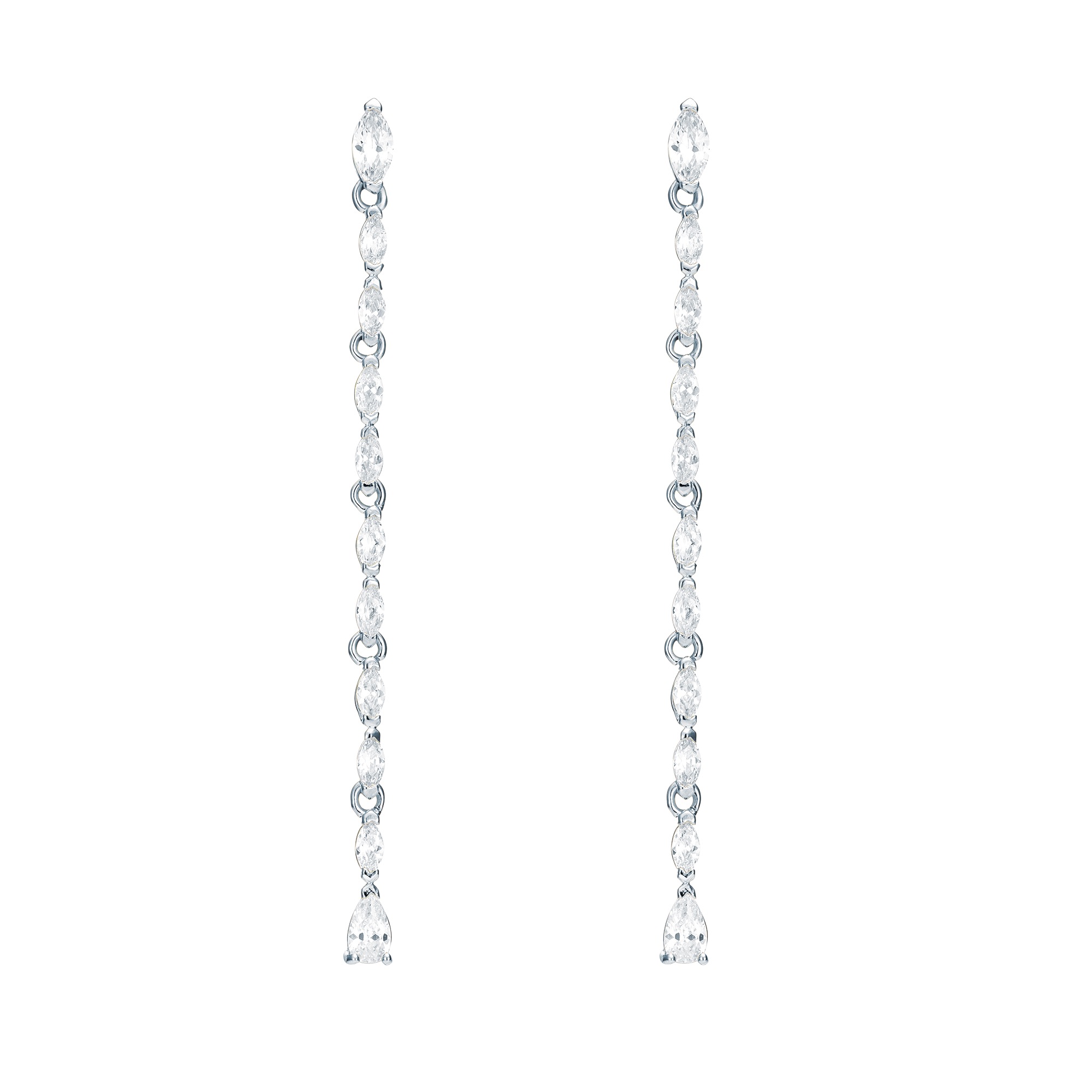 Louison Drop Earrings with CZ Rhodium Plated Bridal