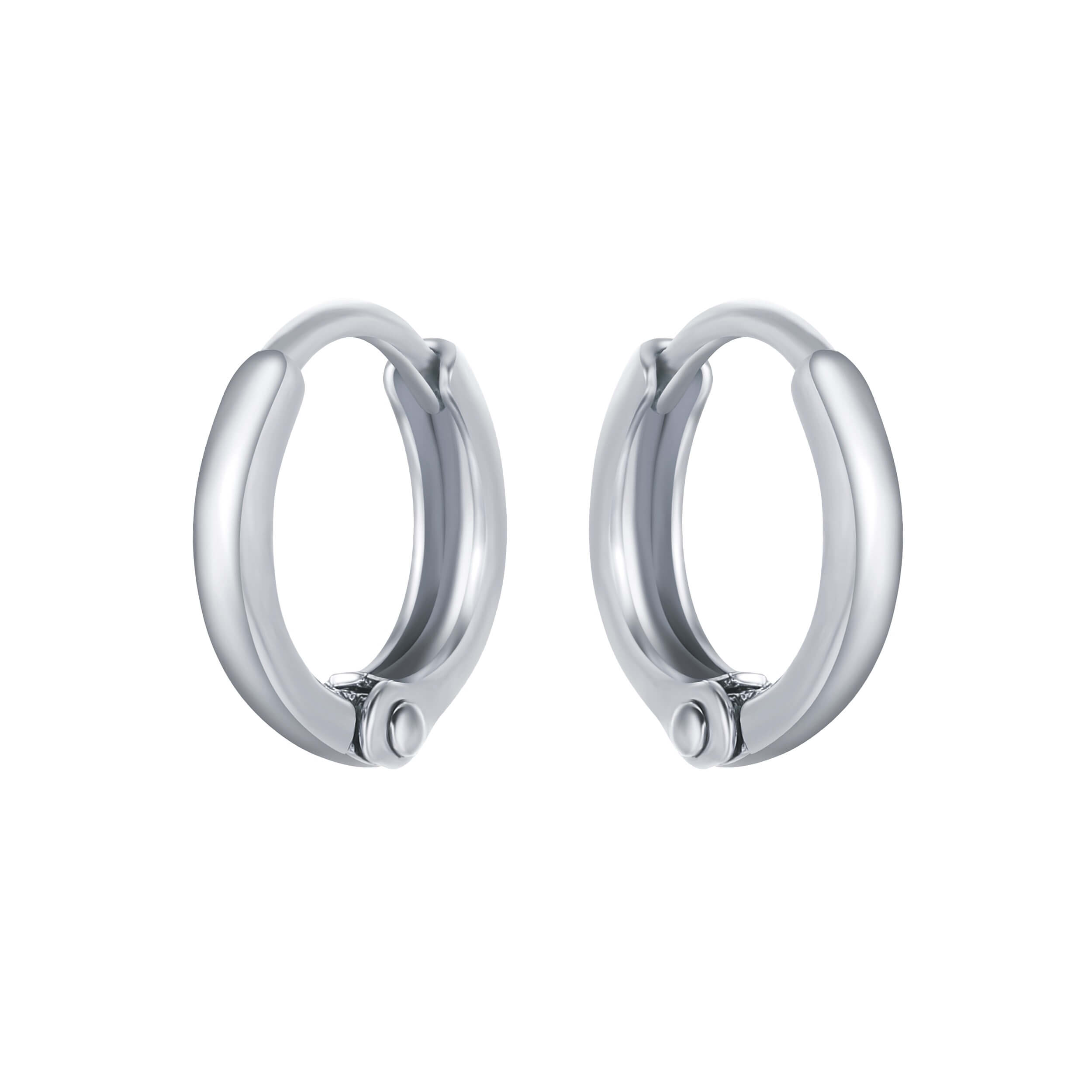 Minimal Mix Hoop Carrier Earring Rhodium Plated