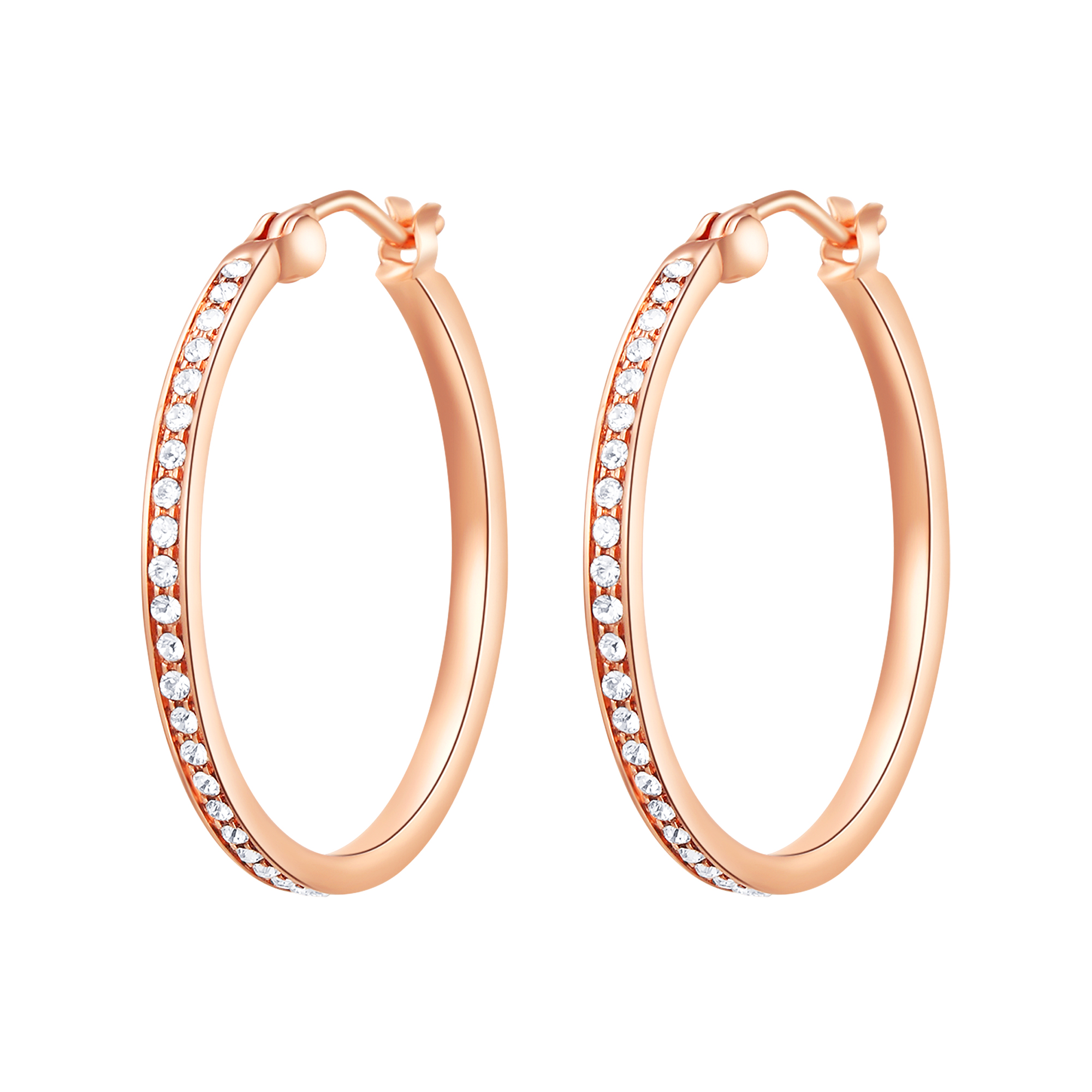 Eternity Mix Carrier Hoop Earrings 26mm Crystal Rose Gold Plated