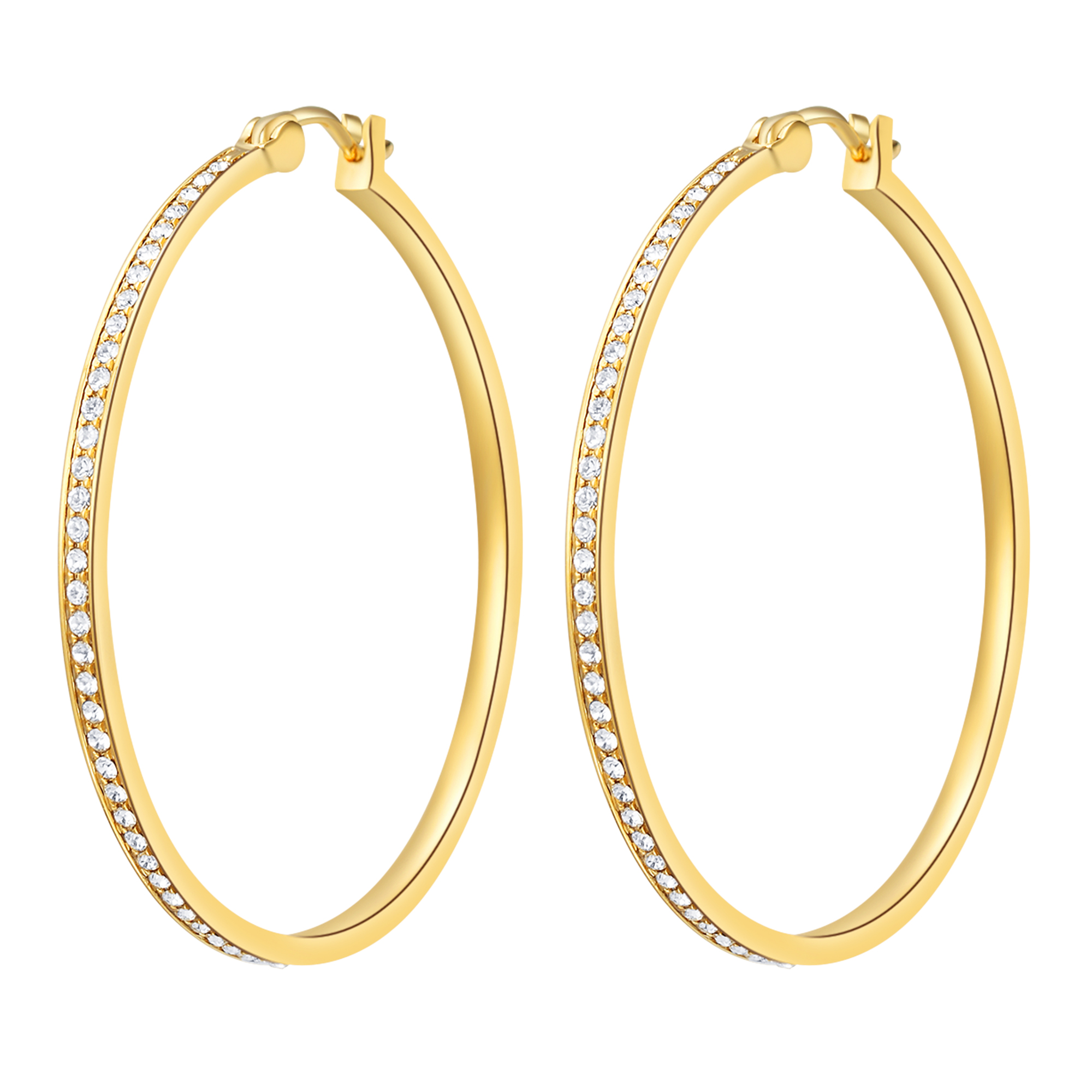Eternity Mix Carrier Hoop Earrings 39mm Crystal Gold Plated