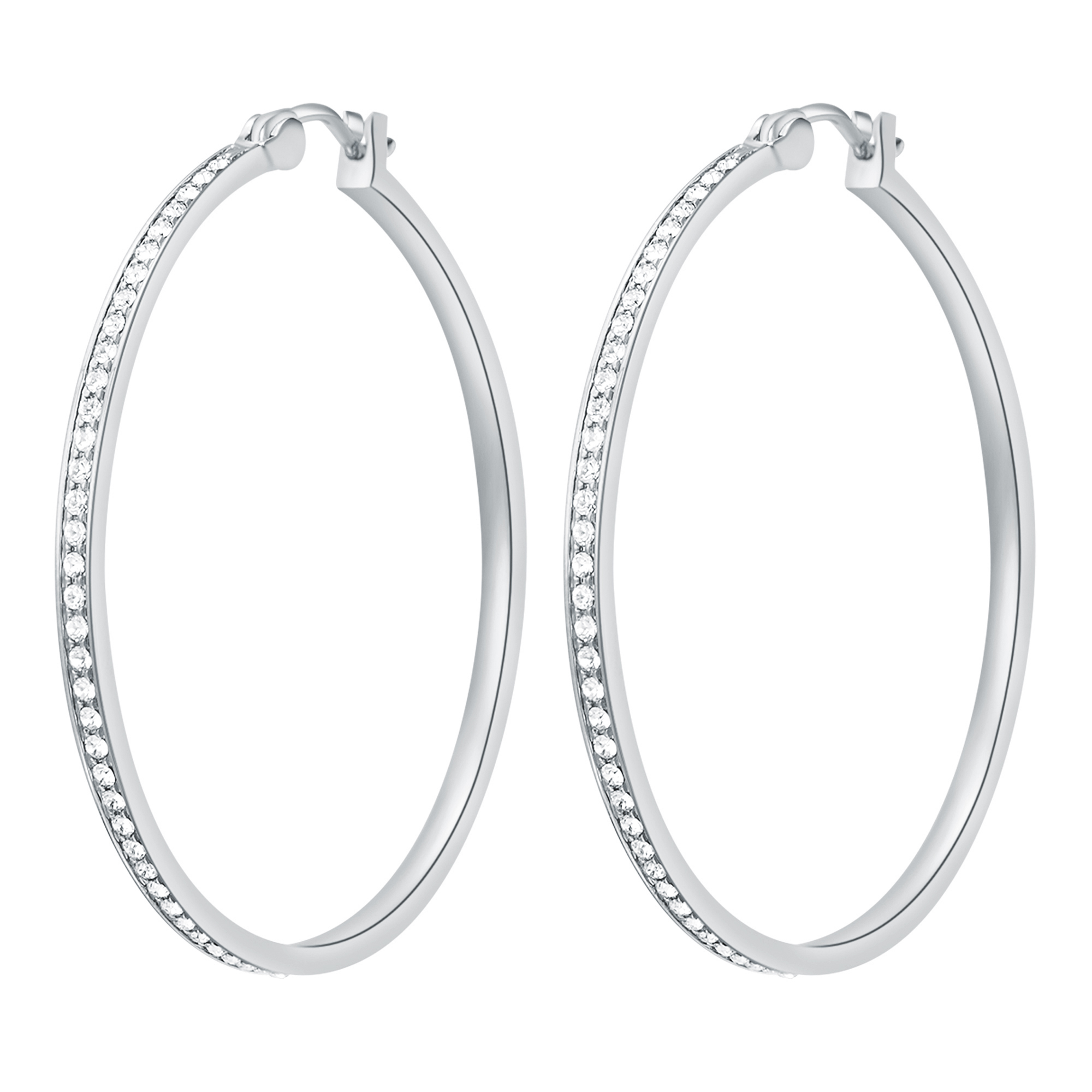 Eternity Mix Carrier Hoop Earrings 39mm Crystal Rhodium Plated