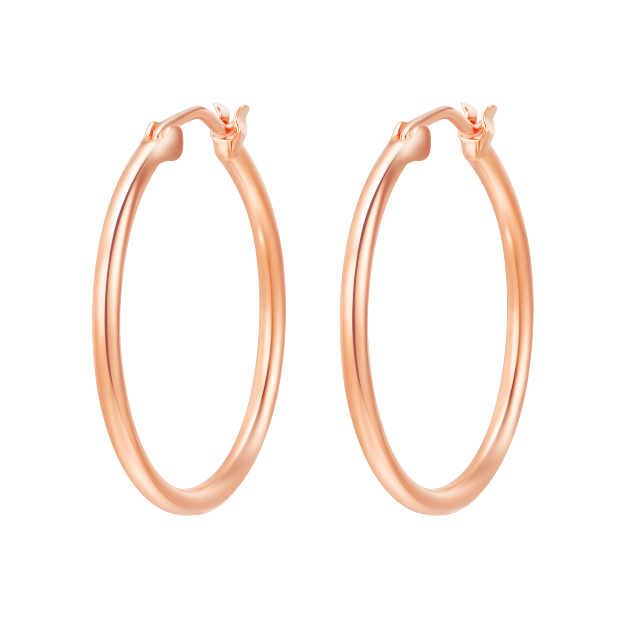 Minimal Mix Carrier Hoop Earrings 26mm Rose Gold Plated