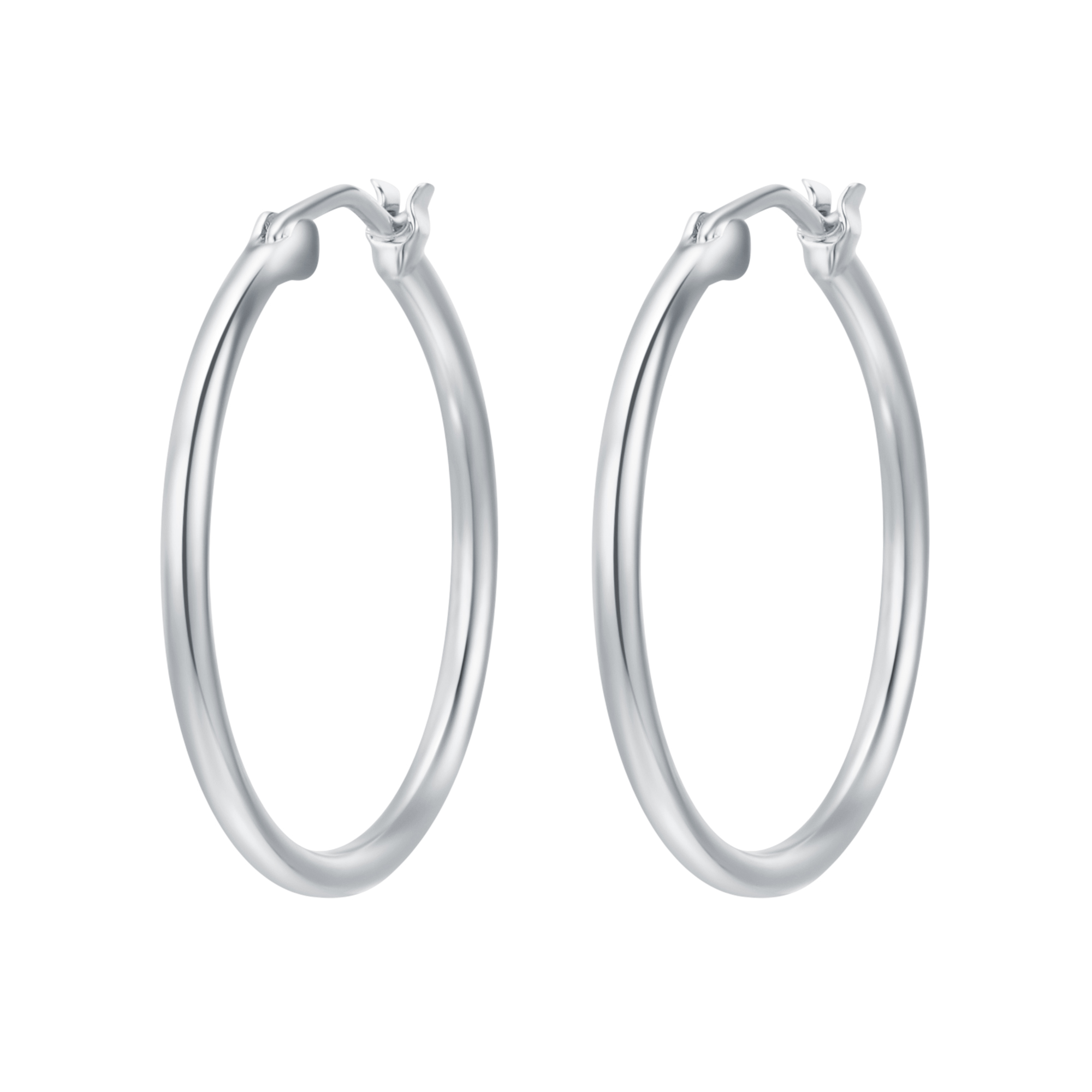 Minimal Mix Carrier Hoop Earrings 26mm Rhodium Plated