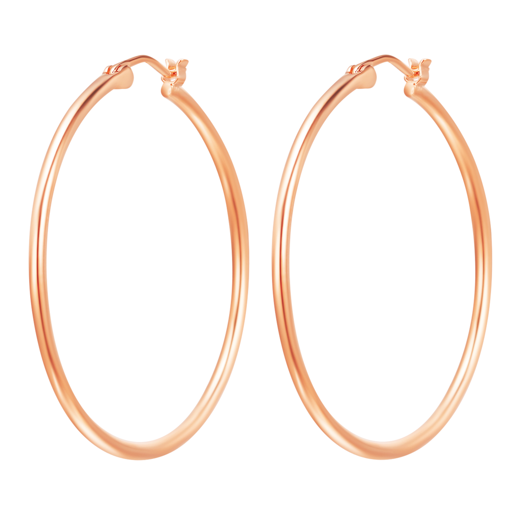 Minimal Mix Carrier Hoop Earrings 39mm Rose Gold Plated