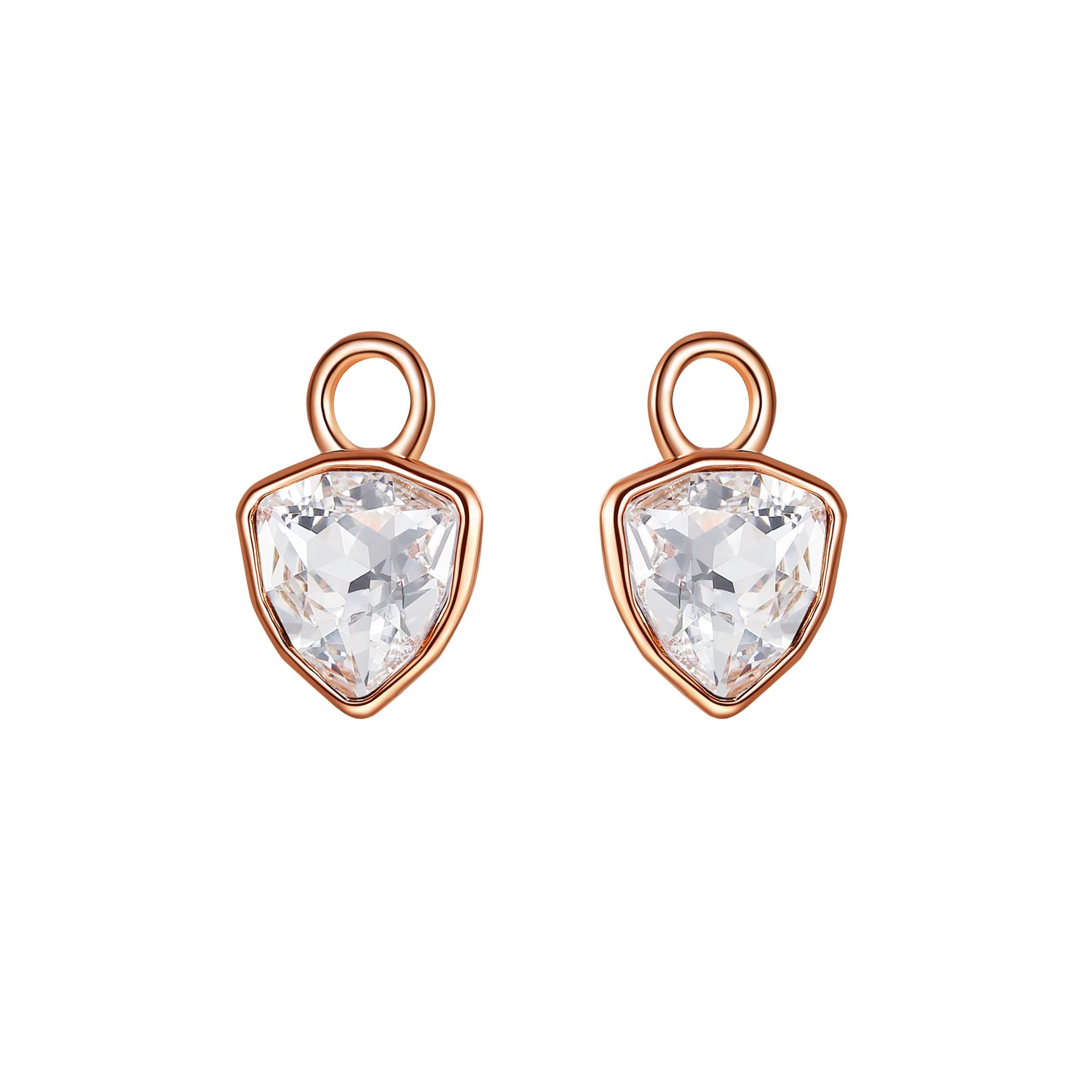Trillion Mini Mix Hoop Earring Charms made with Clear Swarovski Crystals Rose Gold Plated