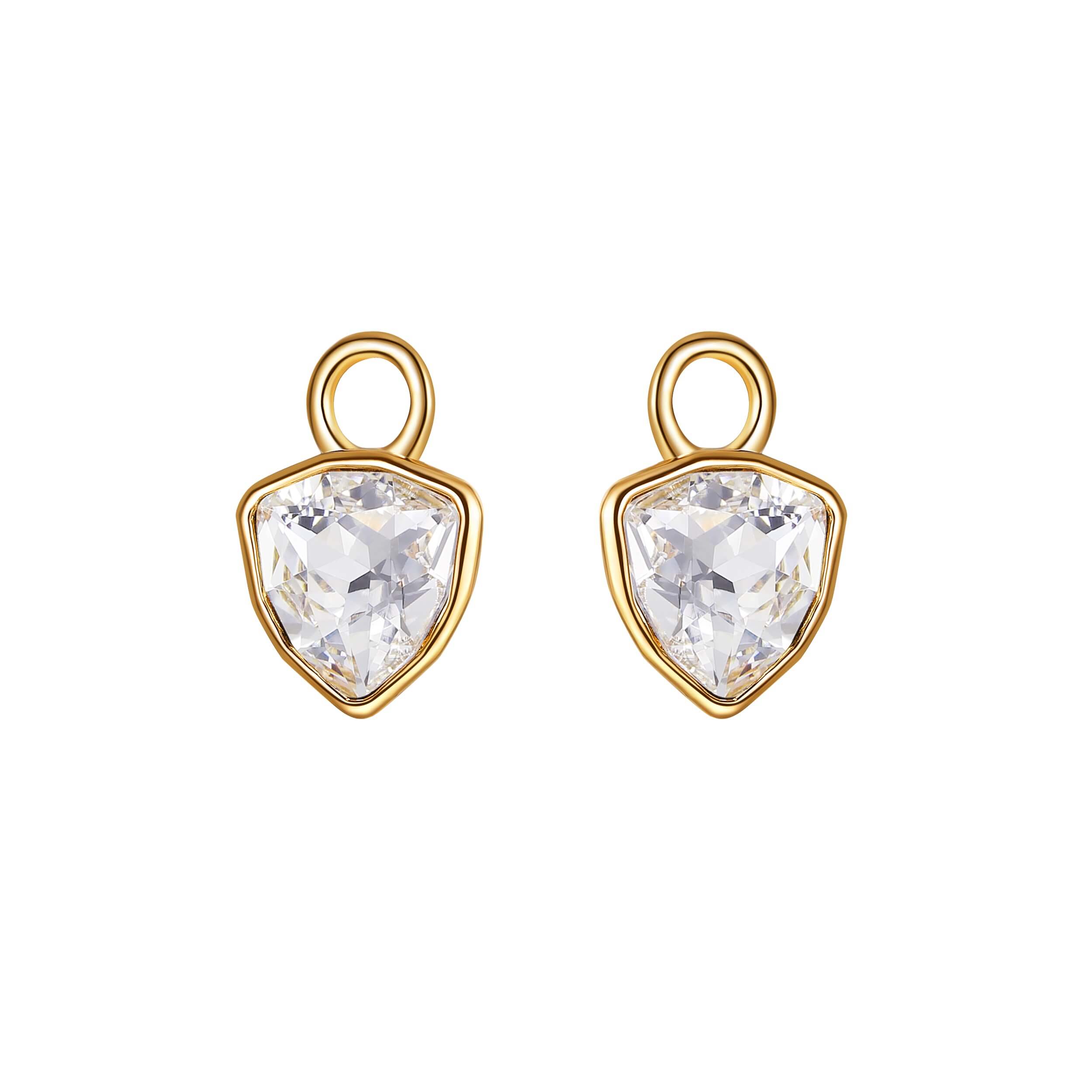 Trillion Mini Mix Hoop Earring Charms made with Clear Swarovski Crystals Gold Plated