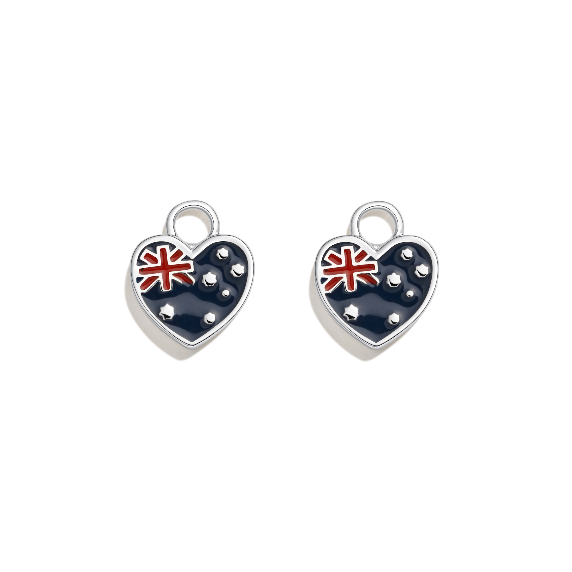 Australian Flag Hoop Earring Charm Rhodium Plated