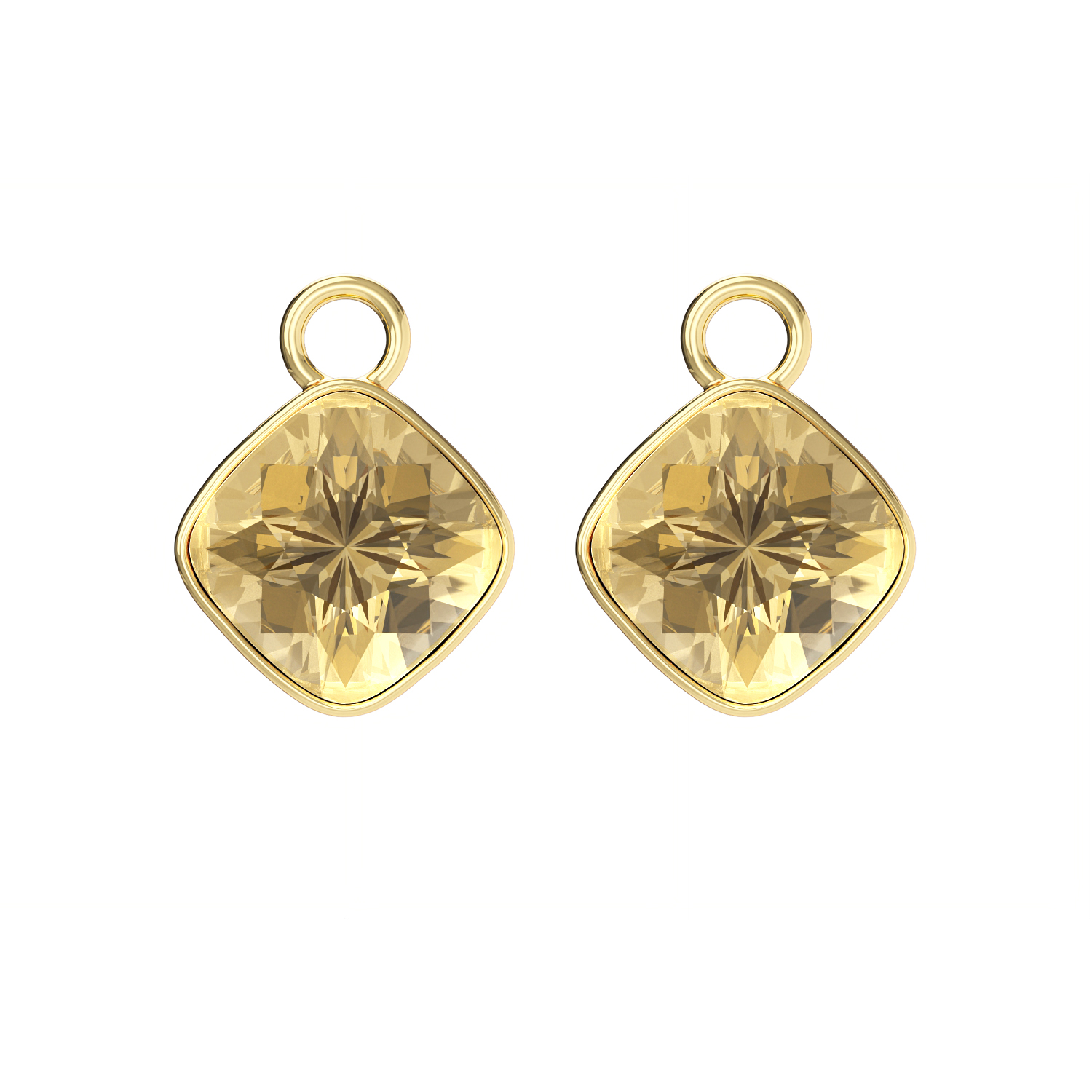 Cushion Mix Charms with Golden Shadow Crystals Gold Plated