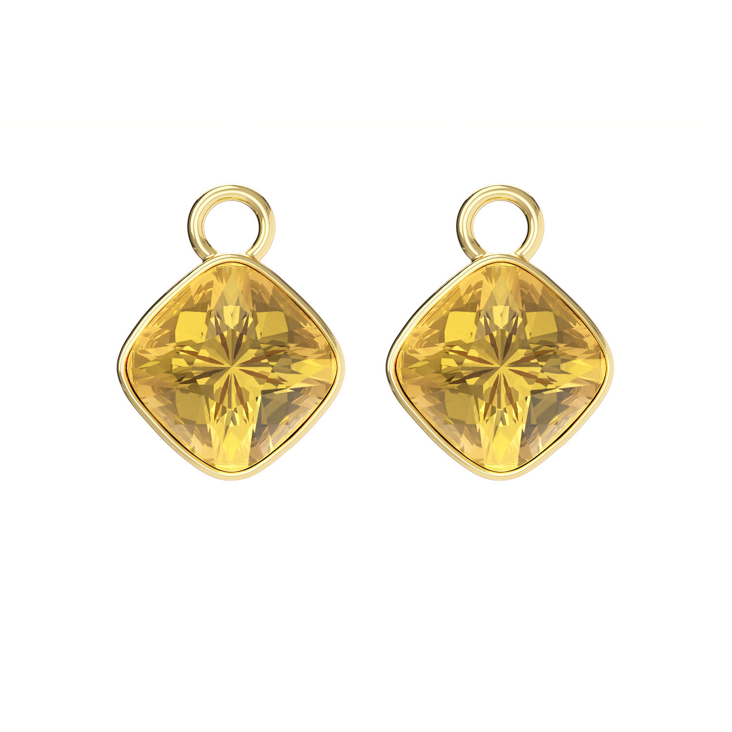 Cushion Mix Charms with Golden Topaz Crystals Gold Plated