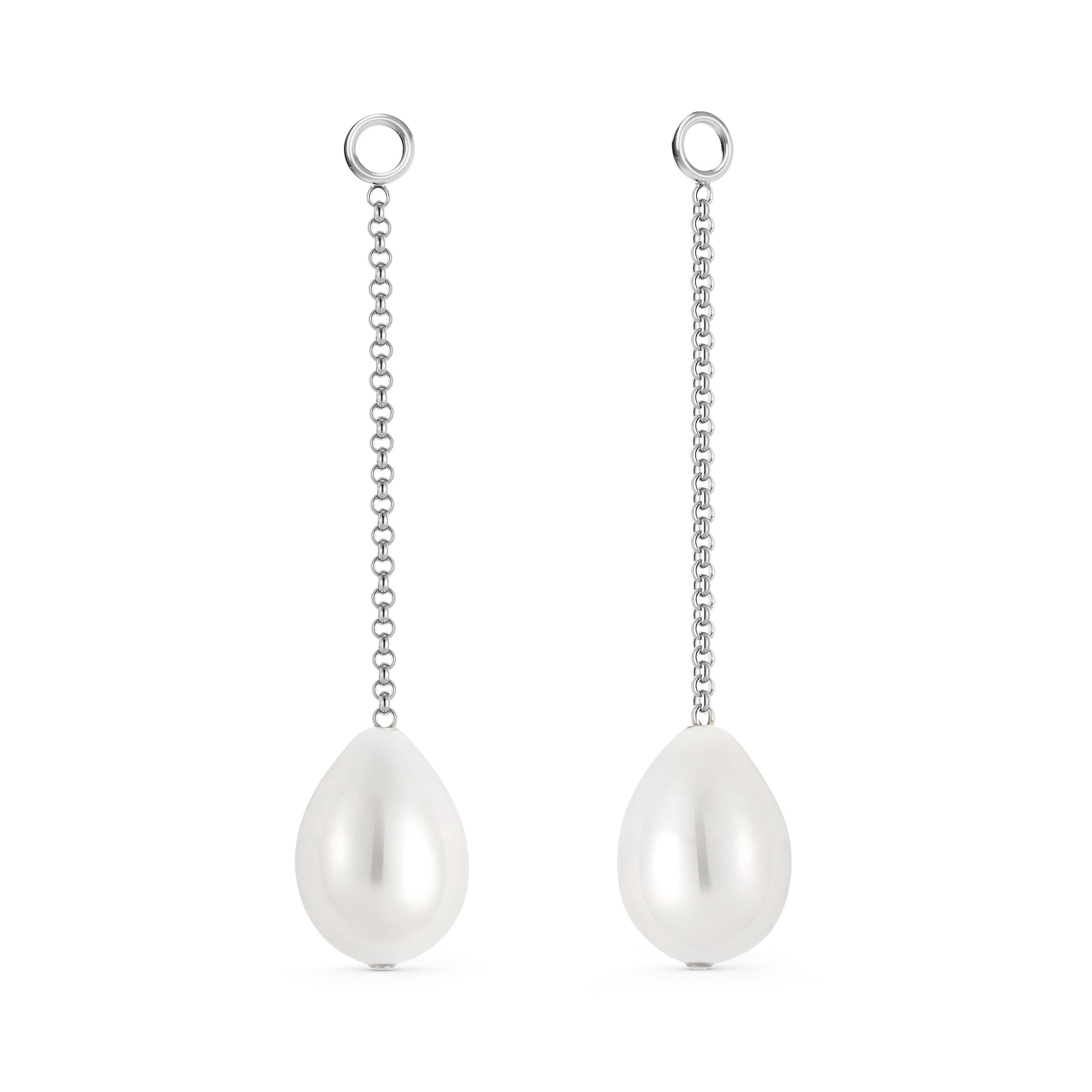 Single Drop Pear Freshwater Pearl Mix Charm Rhodium plated