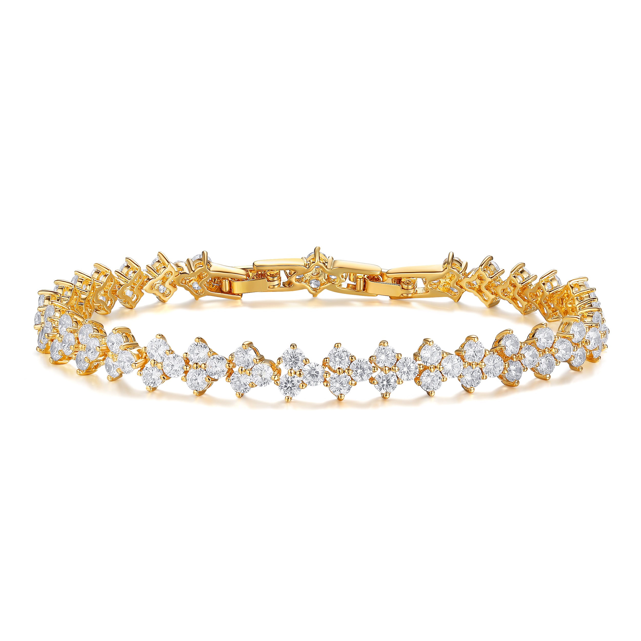 Victoria Regal Cubic Zirconia Tennis Bracelet Gold Plated Bridal