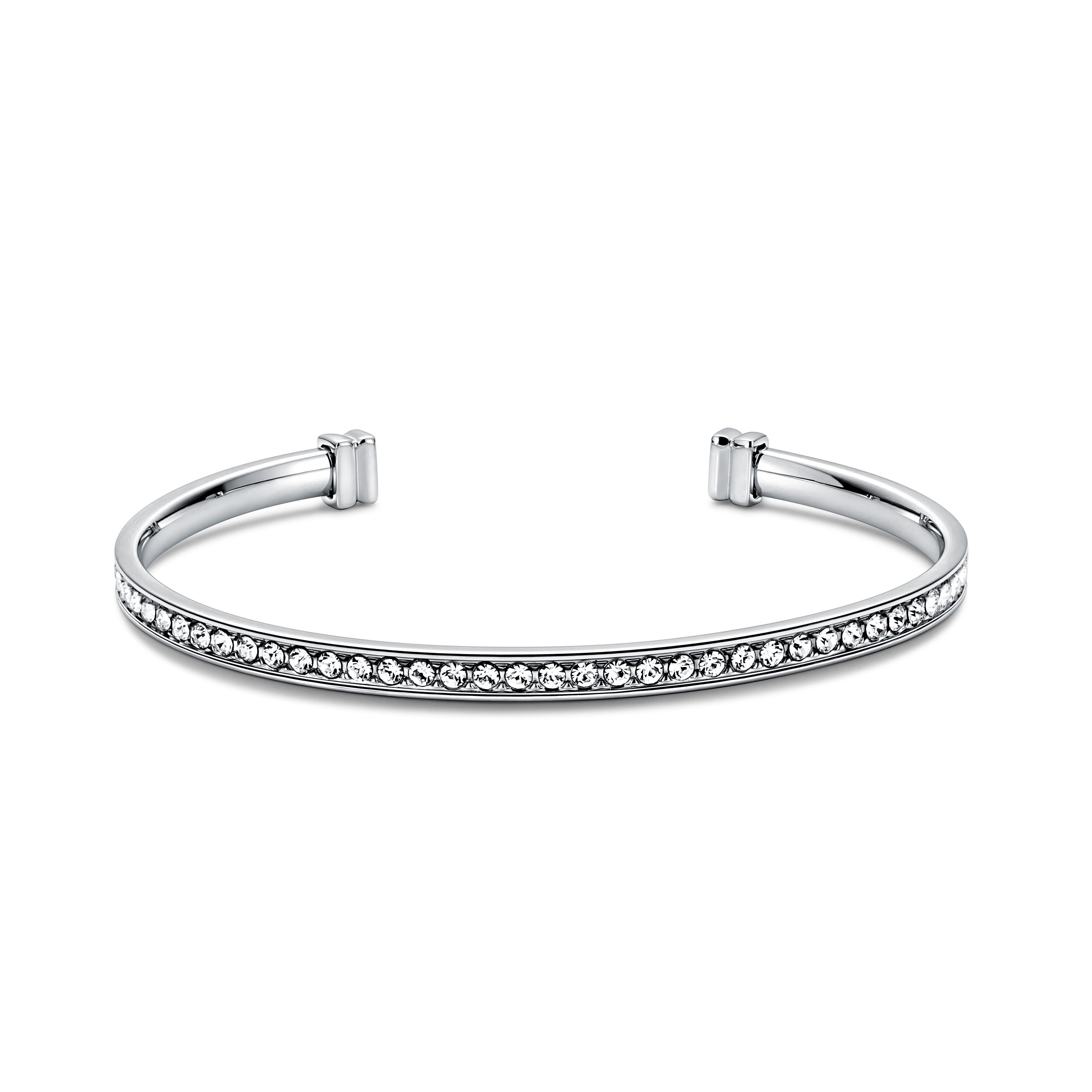 Eternity Metro Statement Open Bangle with Austrian Crystals Rhodium Plated