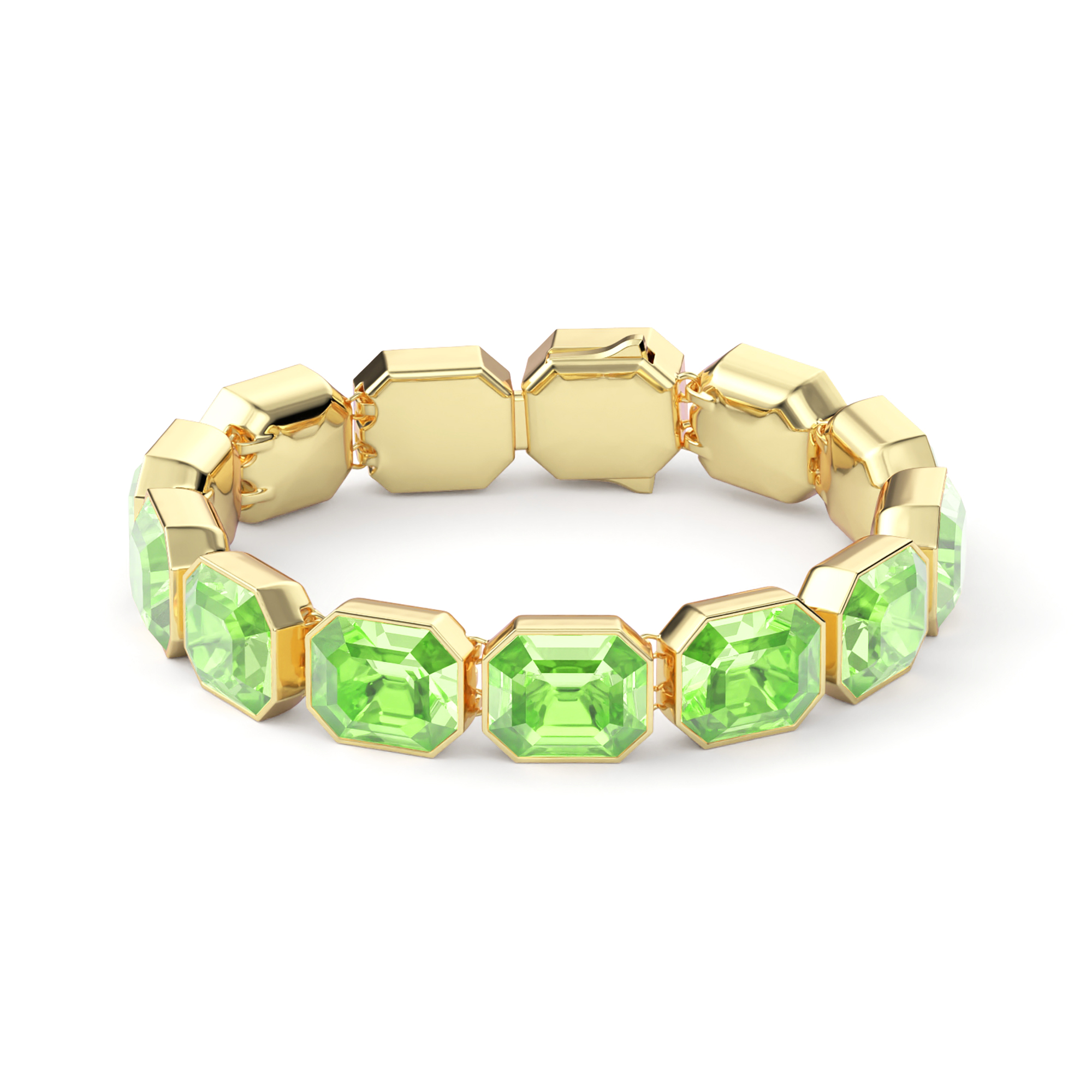 Octagon Sensational Tennis Bracelet Peridot Crystals Gold Plated