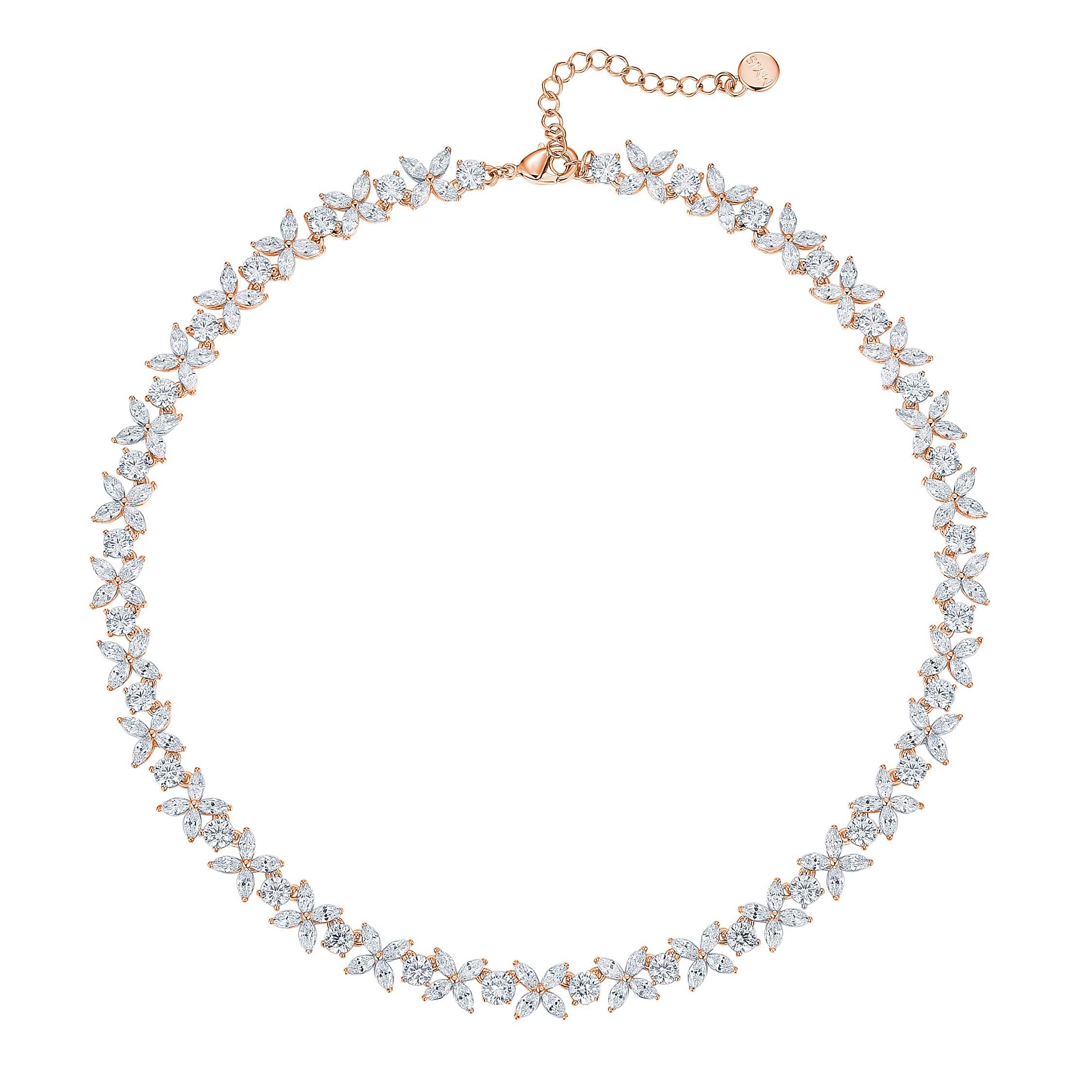 Victoria Necklace with Marquise CZ Rose Gold Plated Bridal
