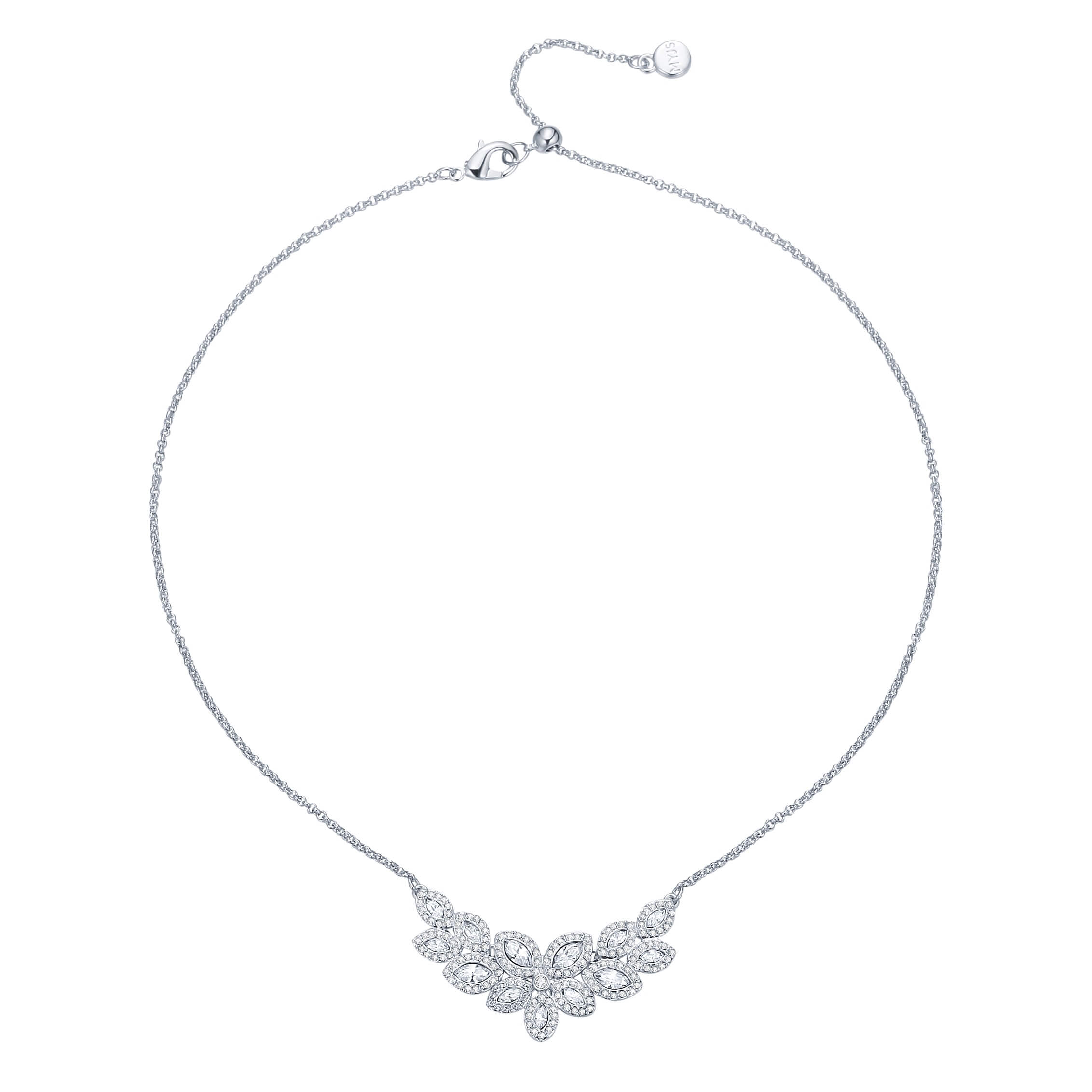 Baron Marquise Necklace with Swarovski Crystals Rhodium Plated Bridal