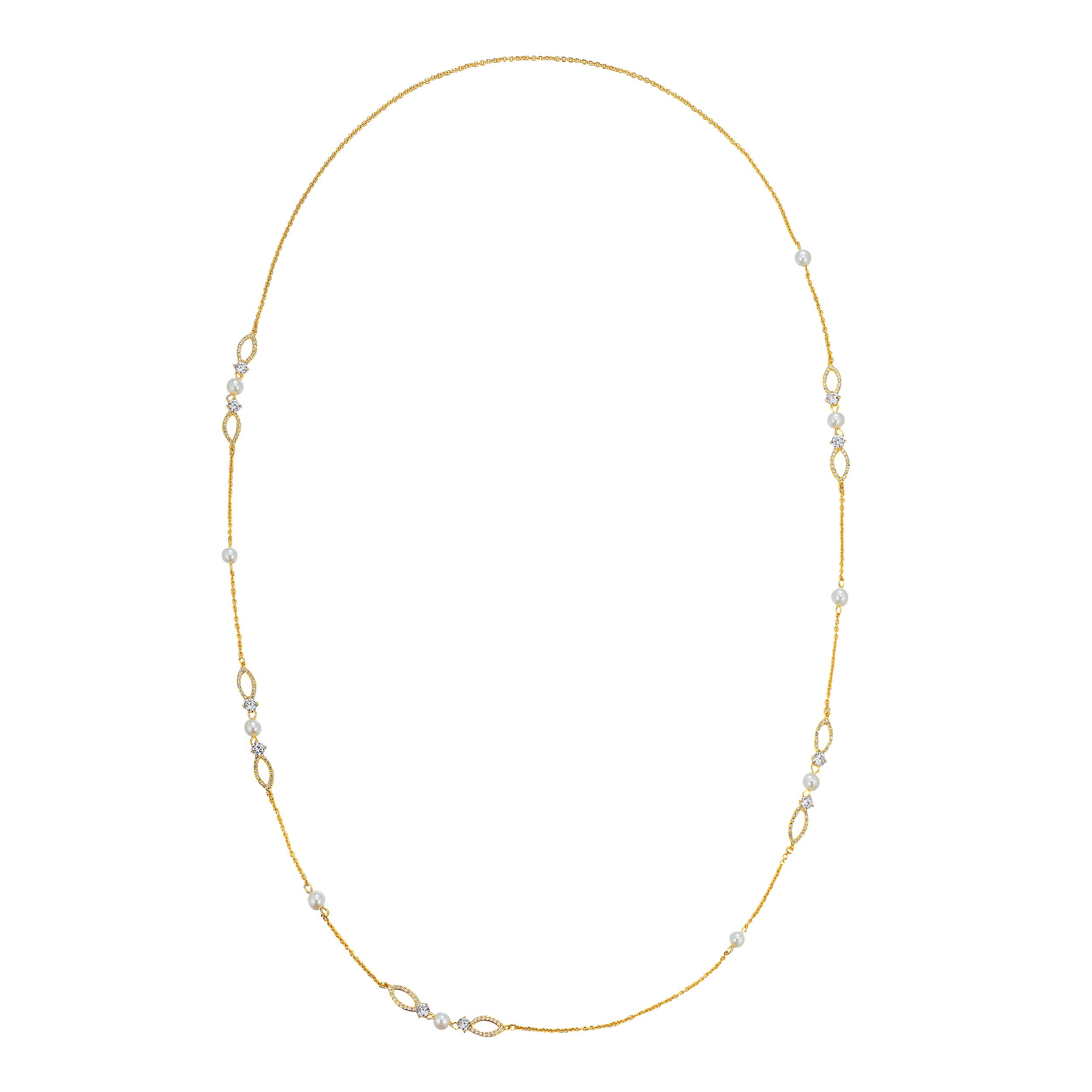 Regal White Pearl Standage with Austrian Crystals Gold Plated