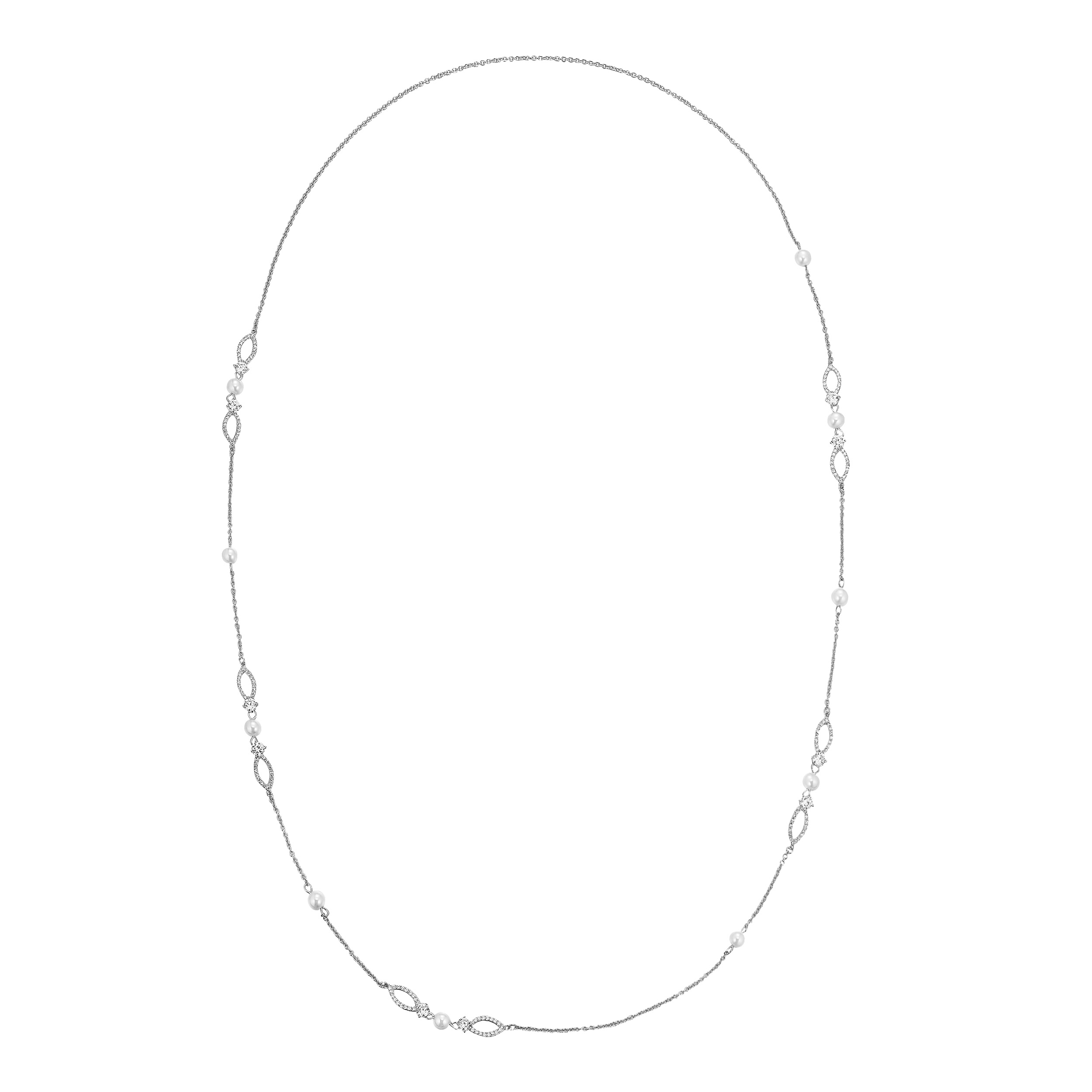 Regal White Pearl Standage with Austrian Crystals Rhodium Plated