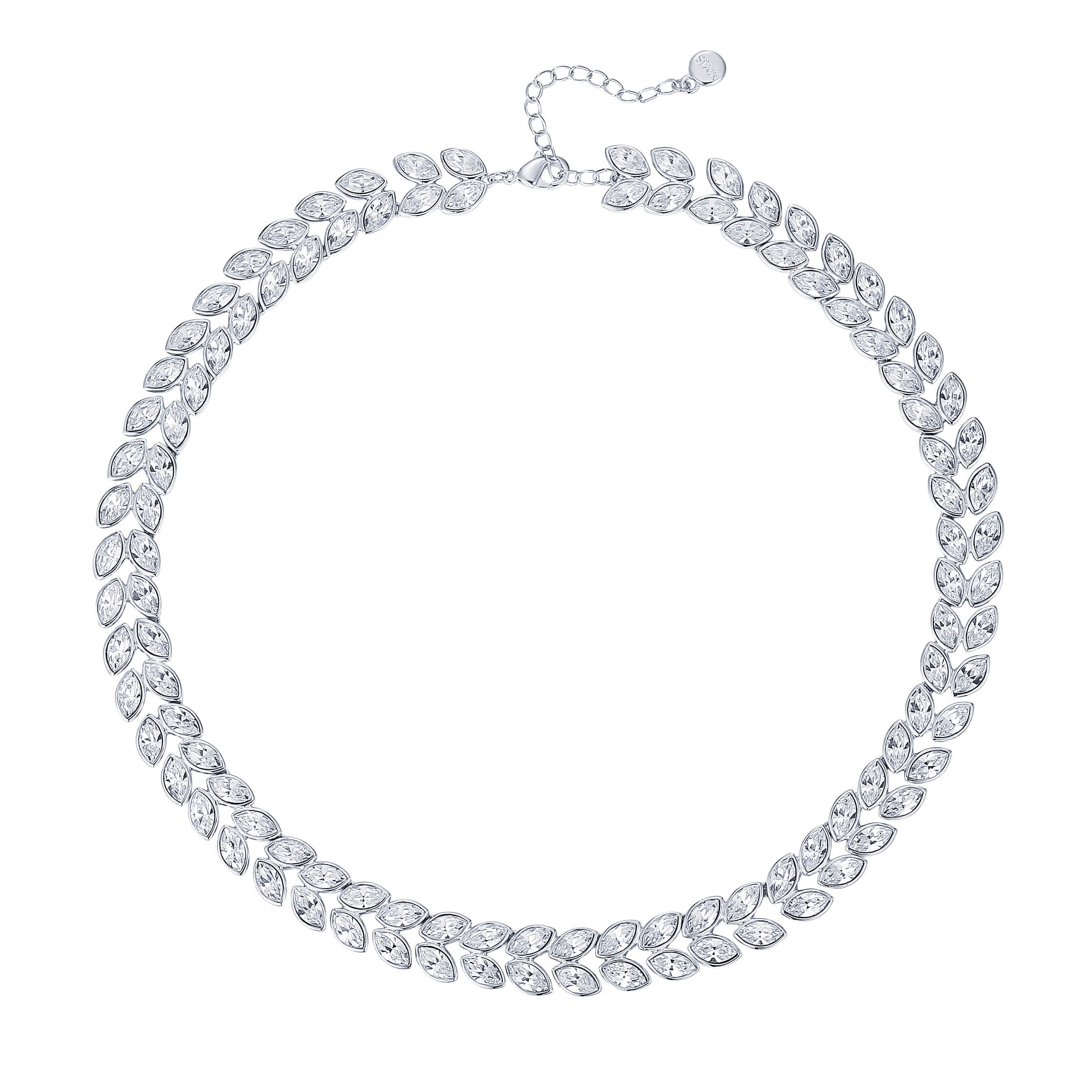 Talesia Double Statement Necklace with Swarovski Crystals Rhodium Plated Bridal