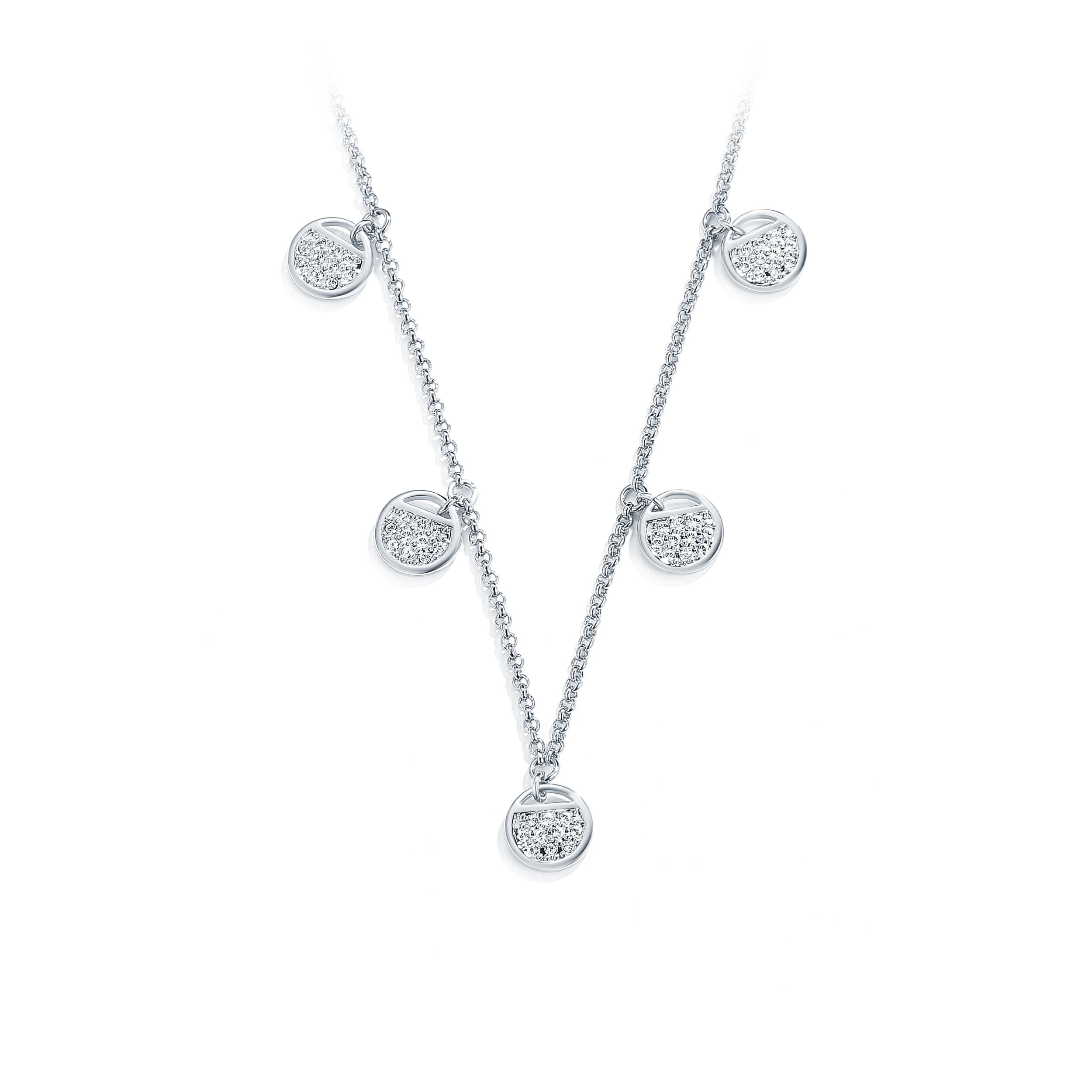 Ginger Layered Necklace with Swarovski Crystals Rhodium Plated