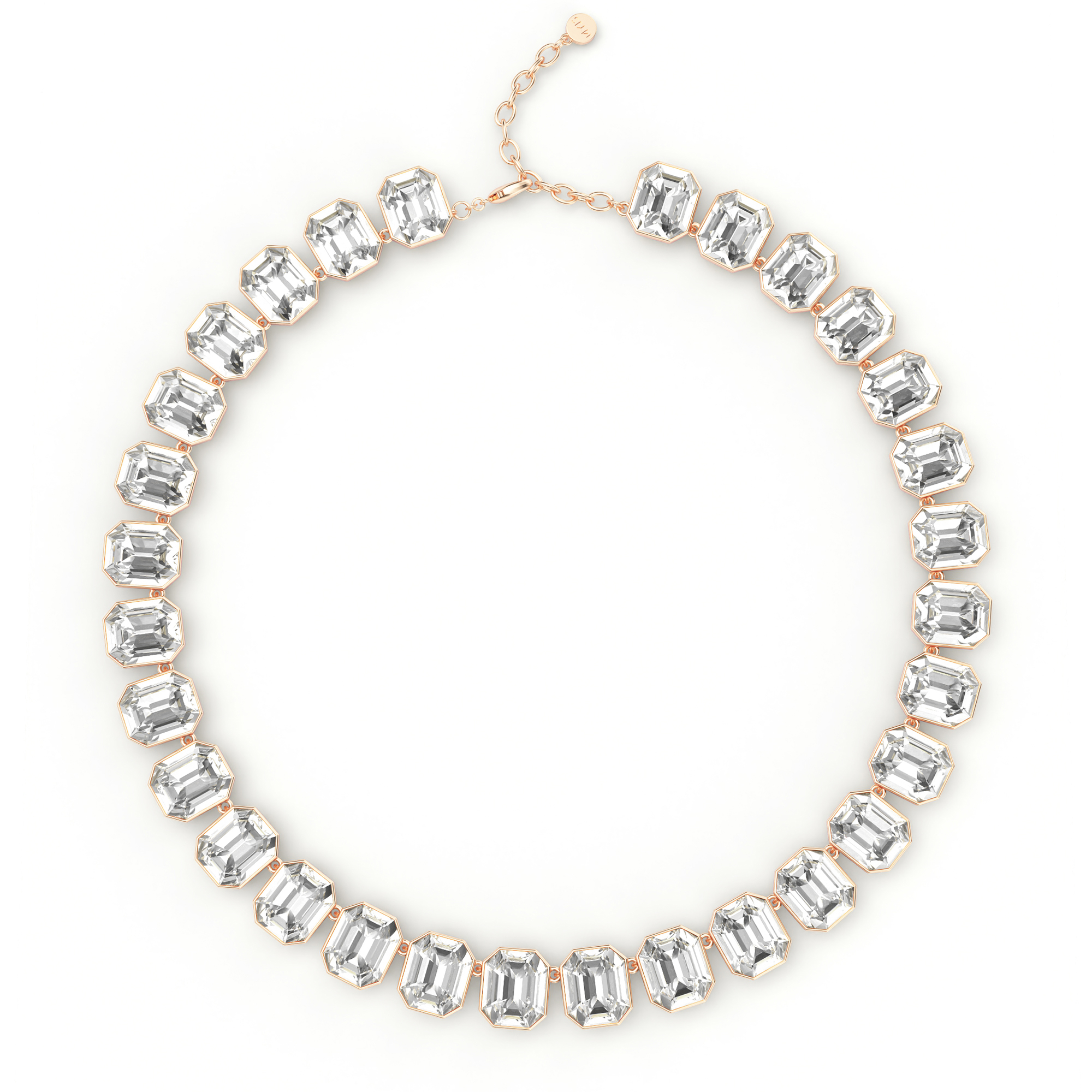 Octagon Sensational Statement Necklace Clear Crystals Rose Gold Plated