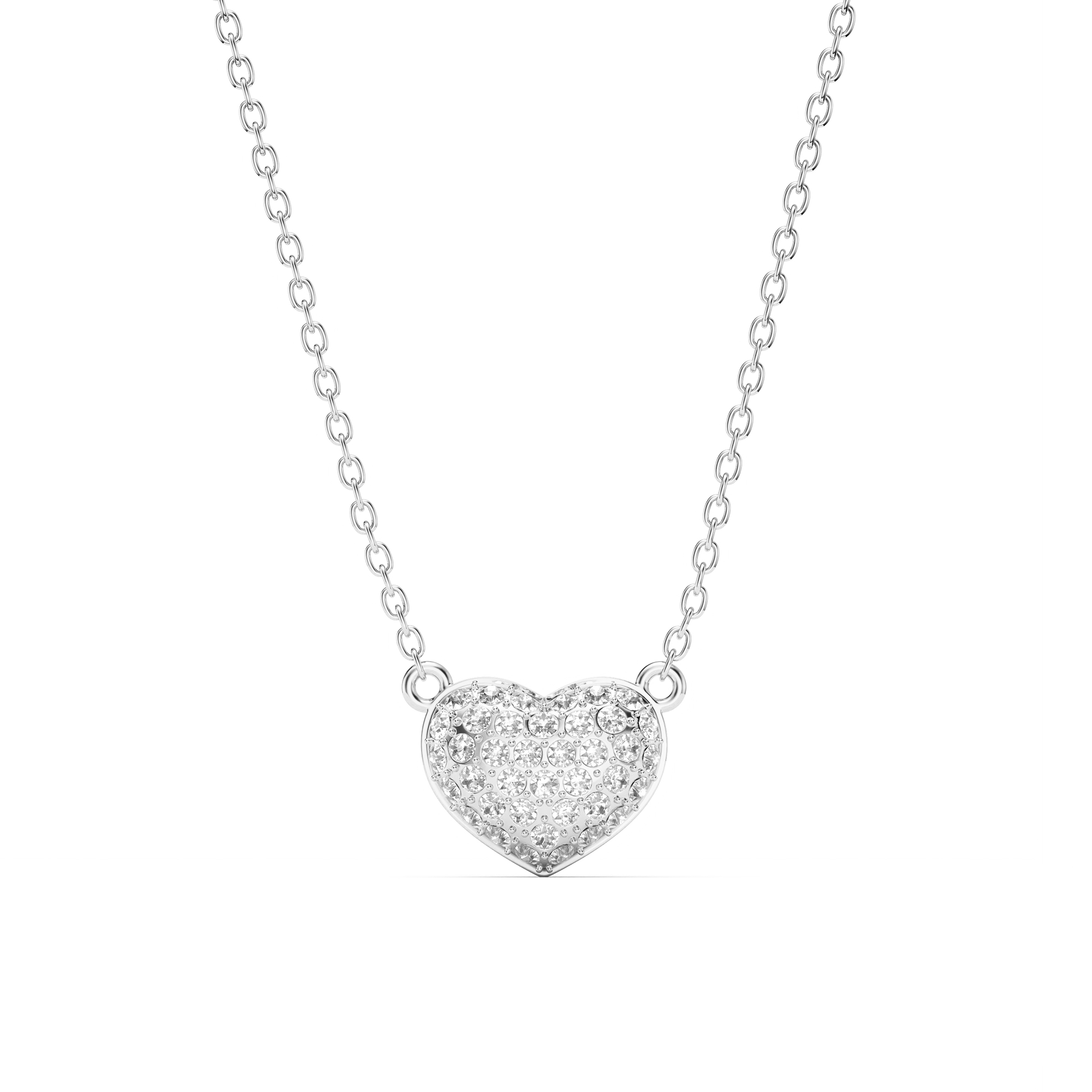 Alana Heart Necklace Clear Crystals Rhodium Plated