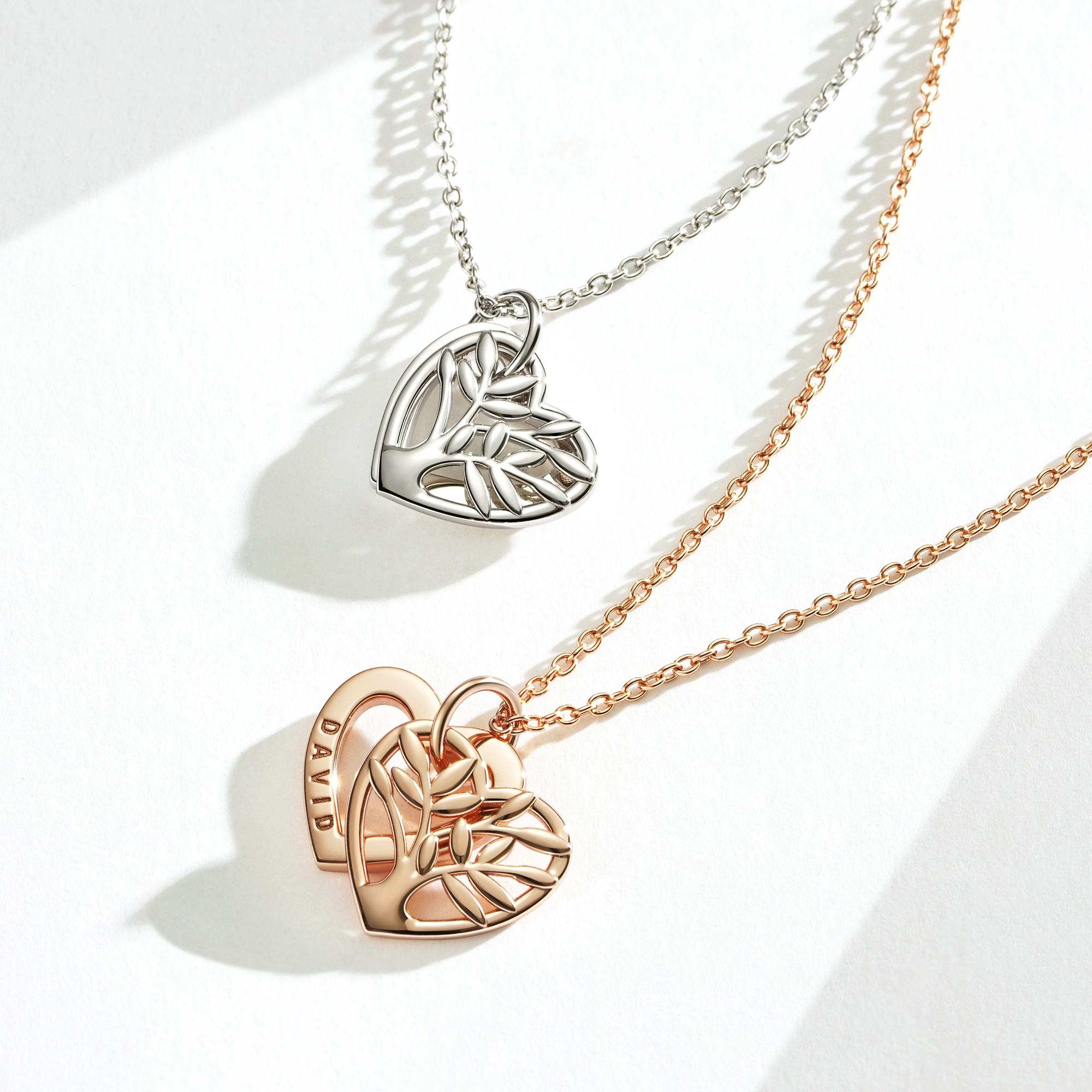 Personalised Family Tree Heart Necklace in Sterling Silver